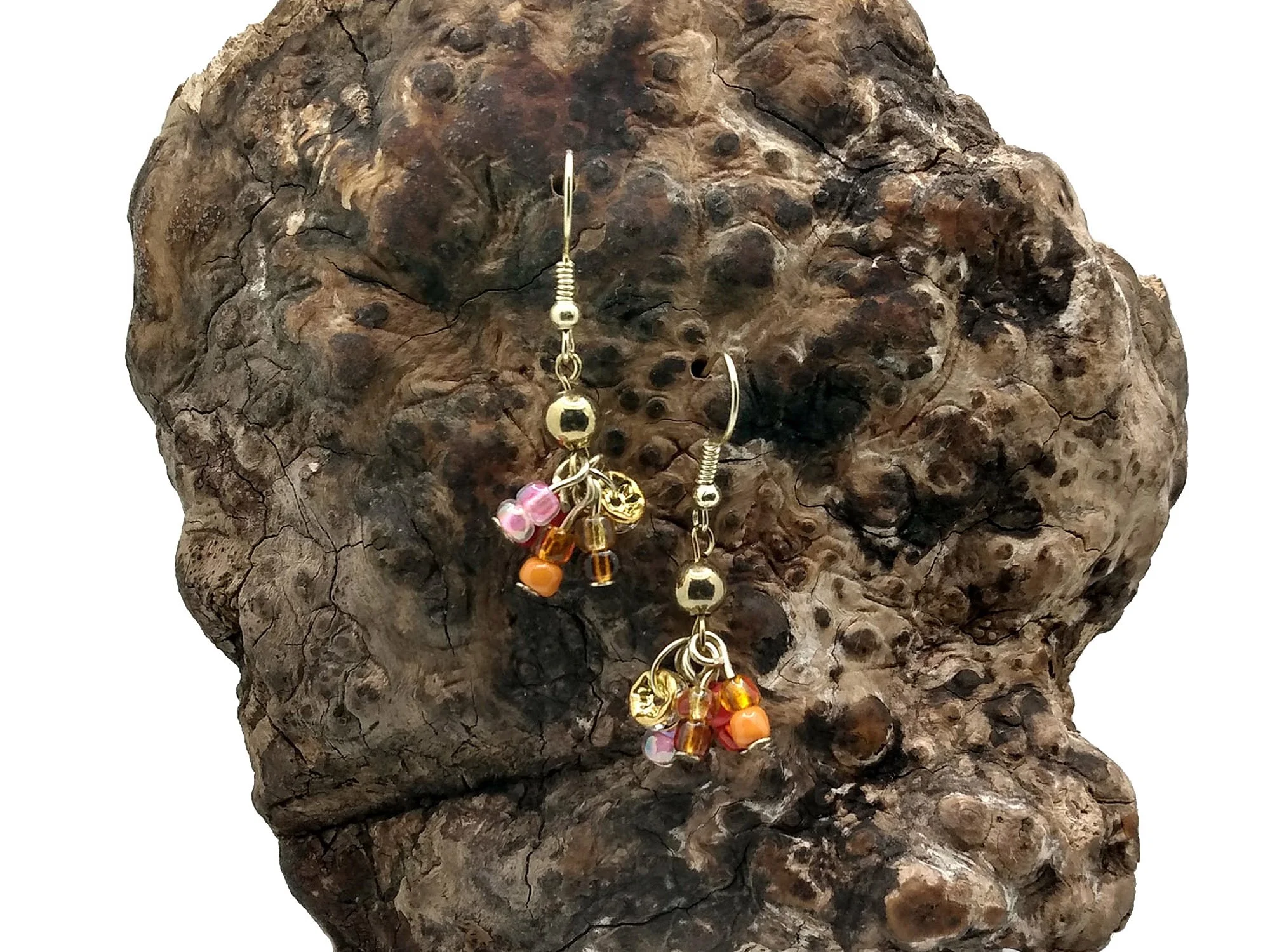 #169 Orange Cluster with Rhinestone Spacer
