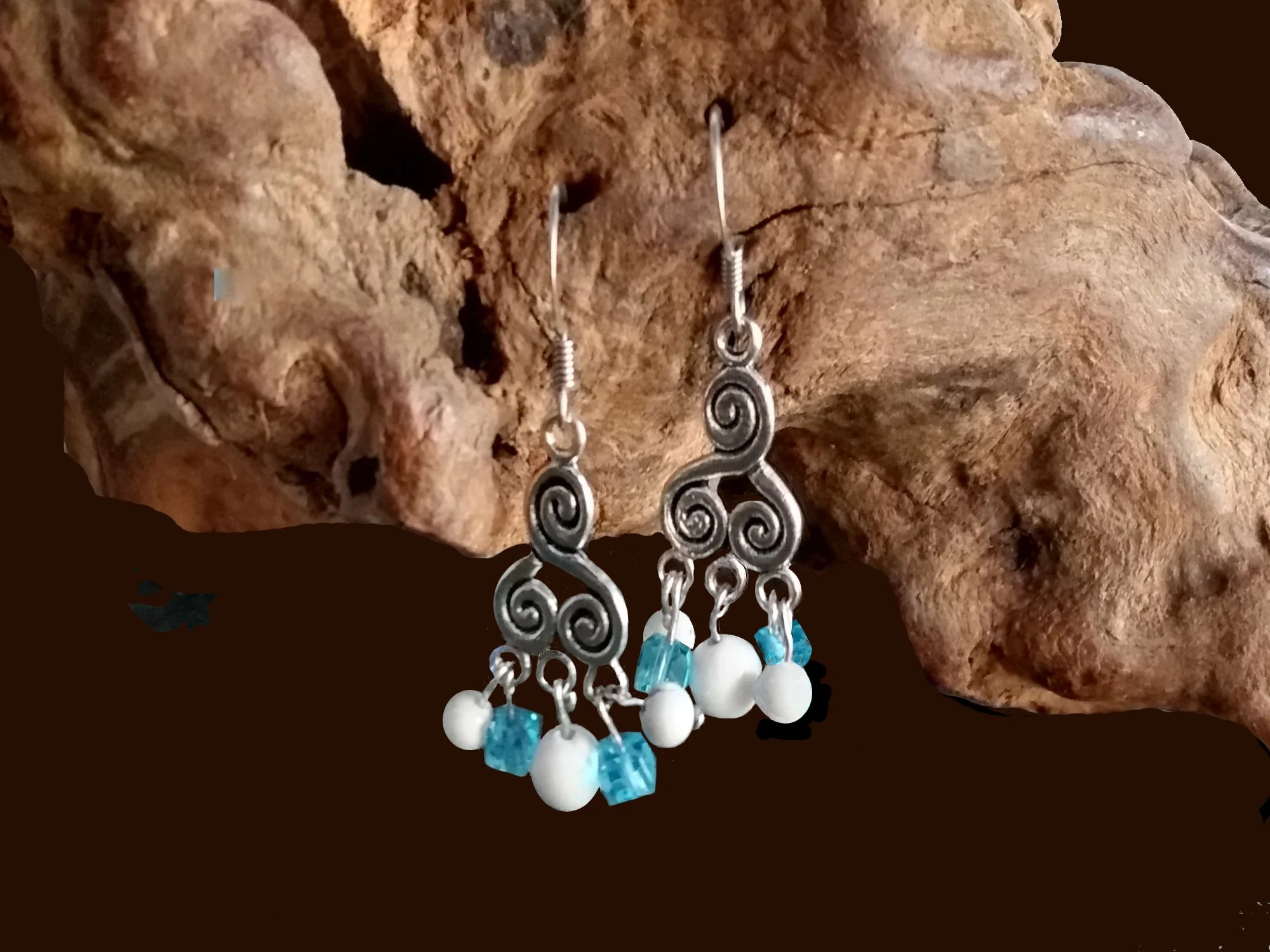 #731 Howlite and Crystal Chandeliers