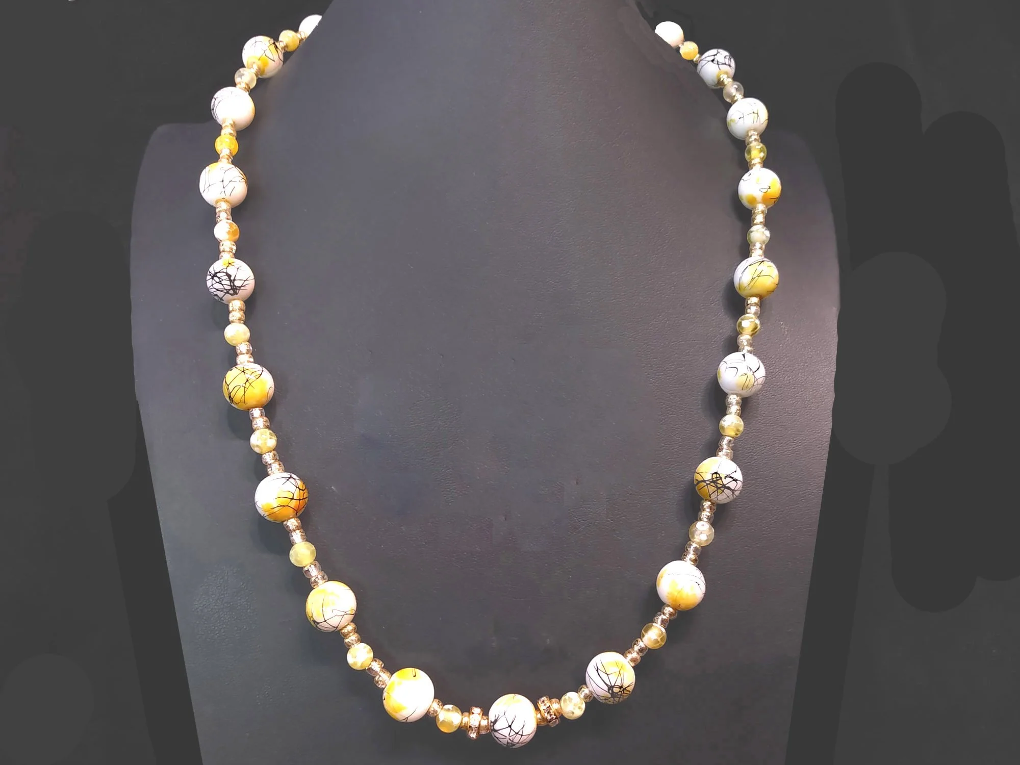 #693 Scribbled Yellow and White Glass with Yellow Shell