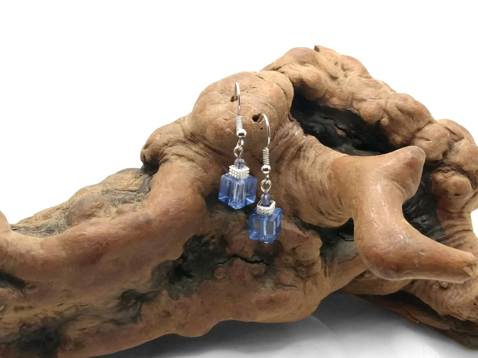 #164 Blue Acrylic Cube Dangles