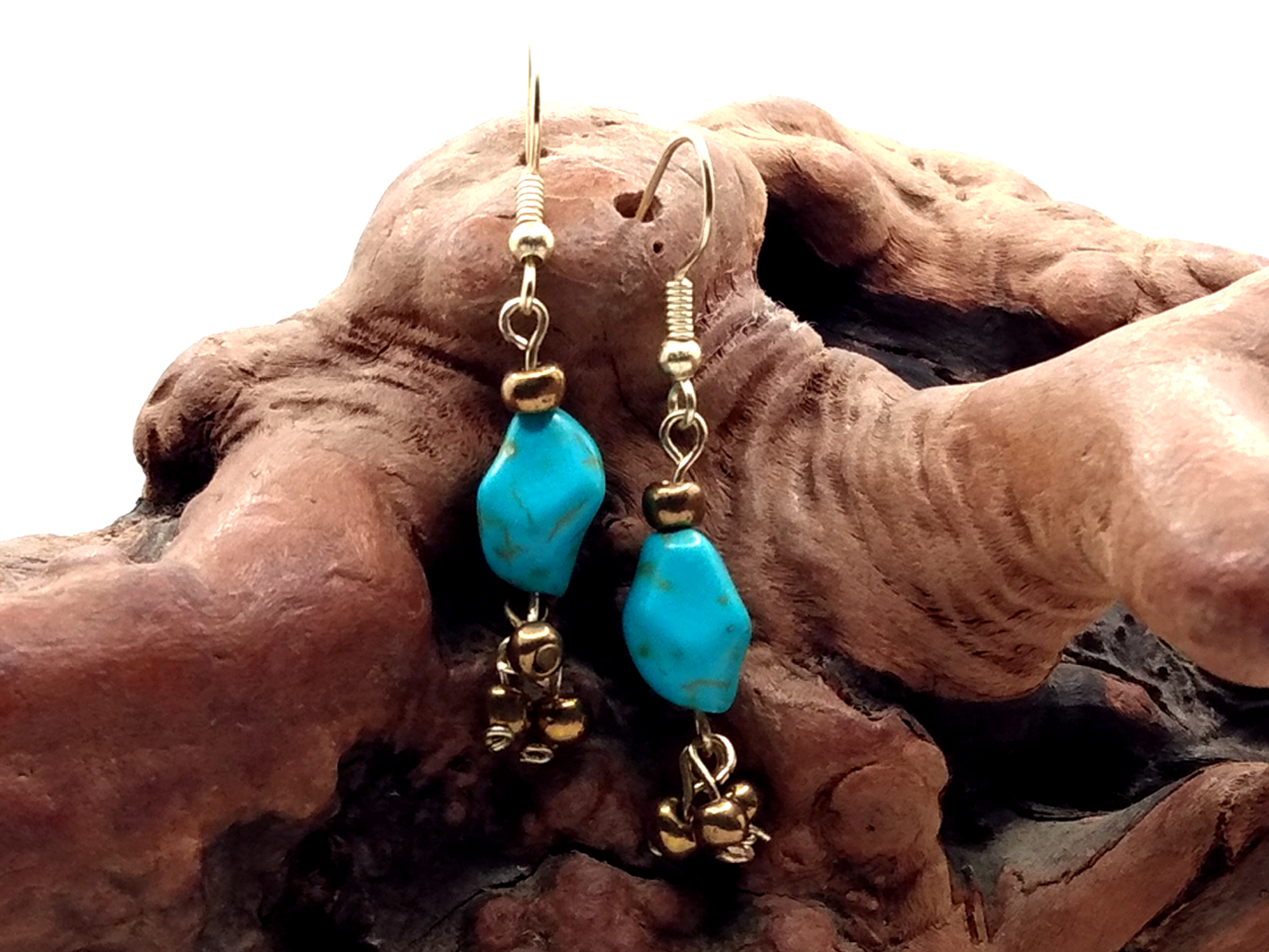 #115 Turquoise and Gold Clusters
