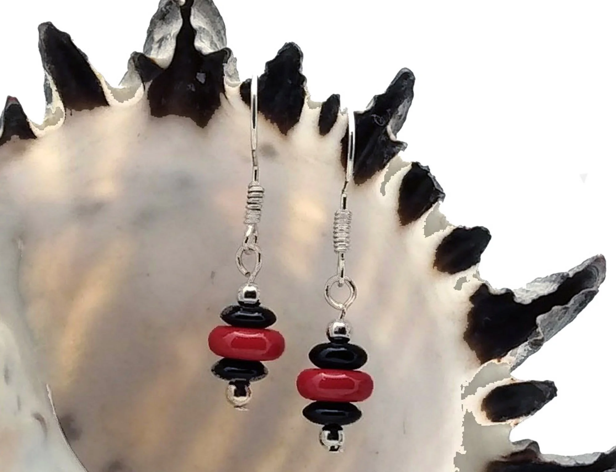 Black and Red Glass Dangles