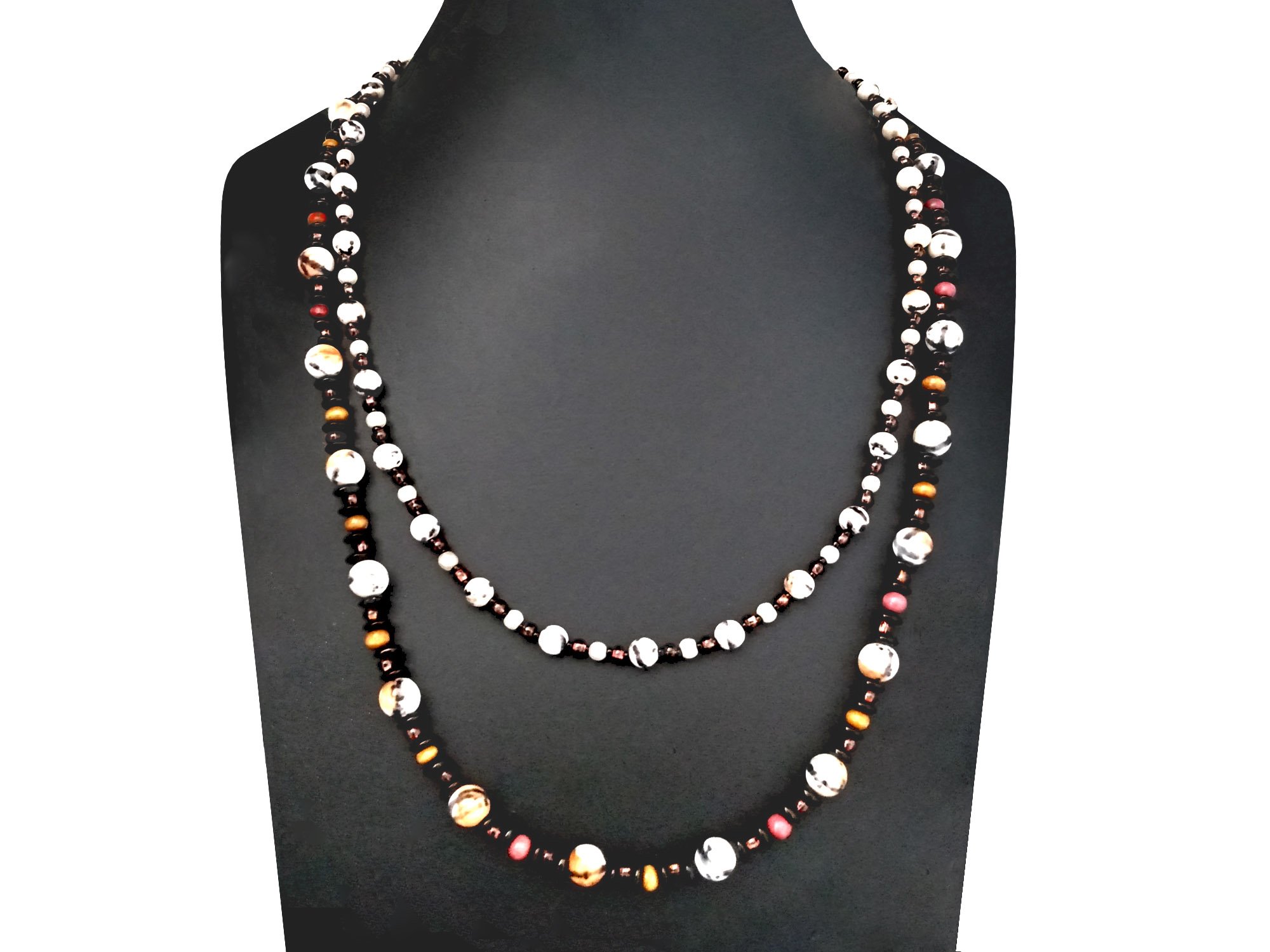 #739 Blue and White Jasper Double Strand Necklace