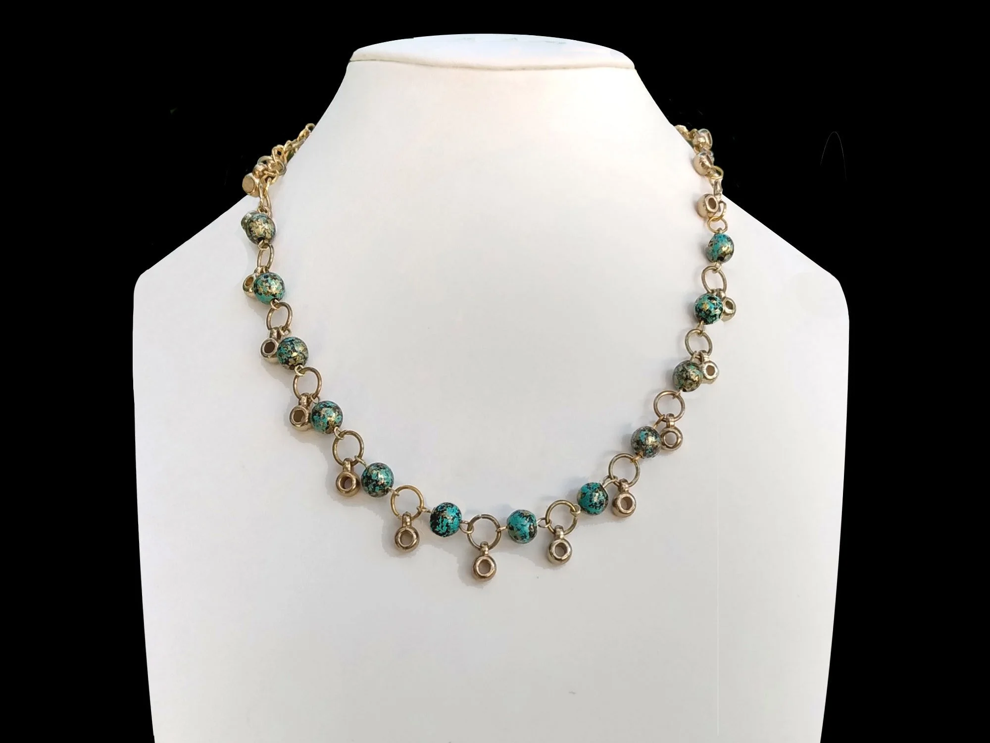 #733 Brown and Gold Polyresin Choker