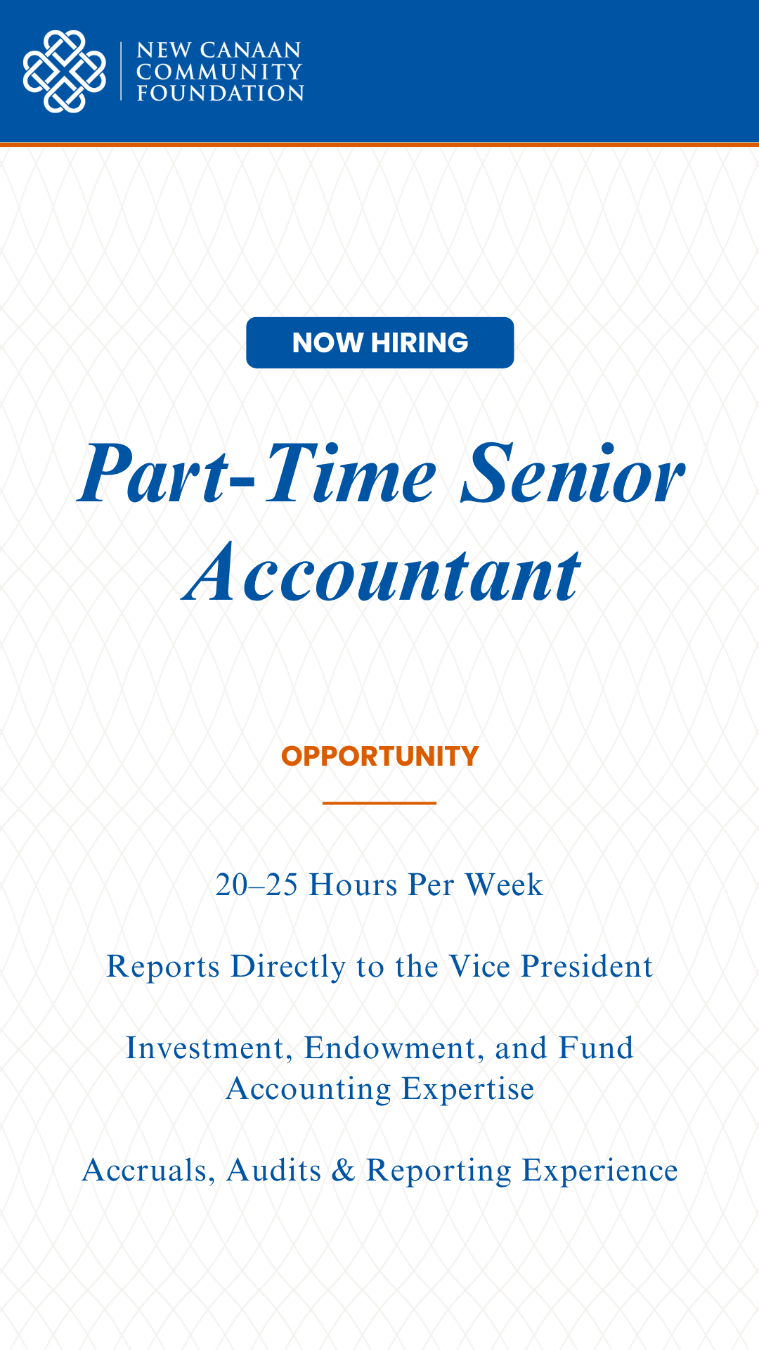 New Canaan Community Foundation Is Hiring Part-Time Senior Accountant
