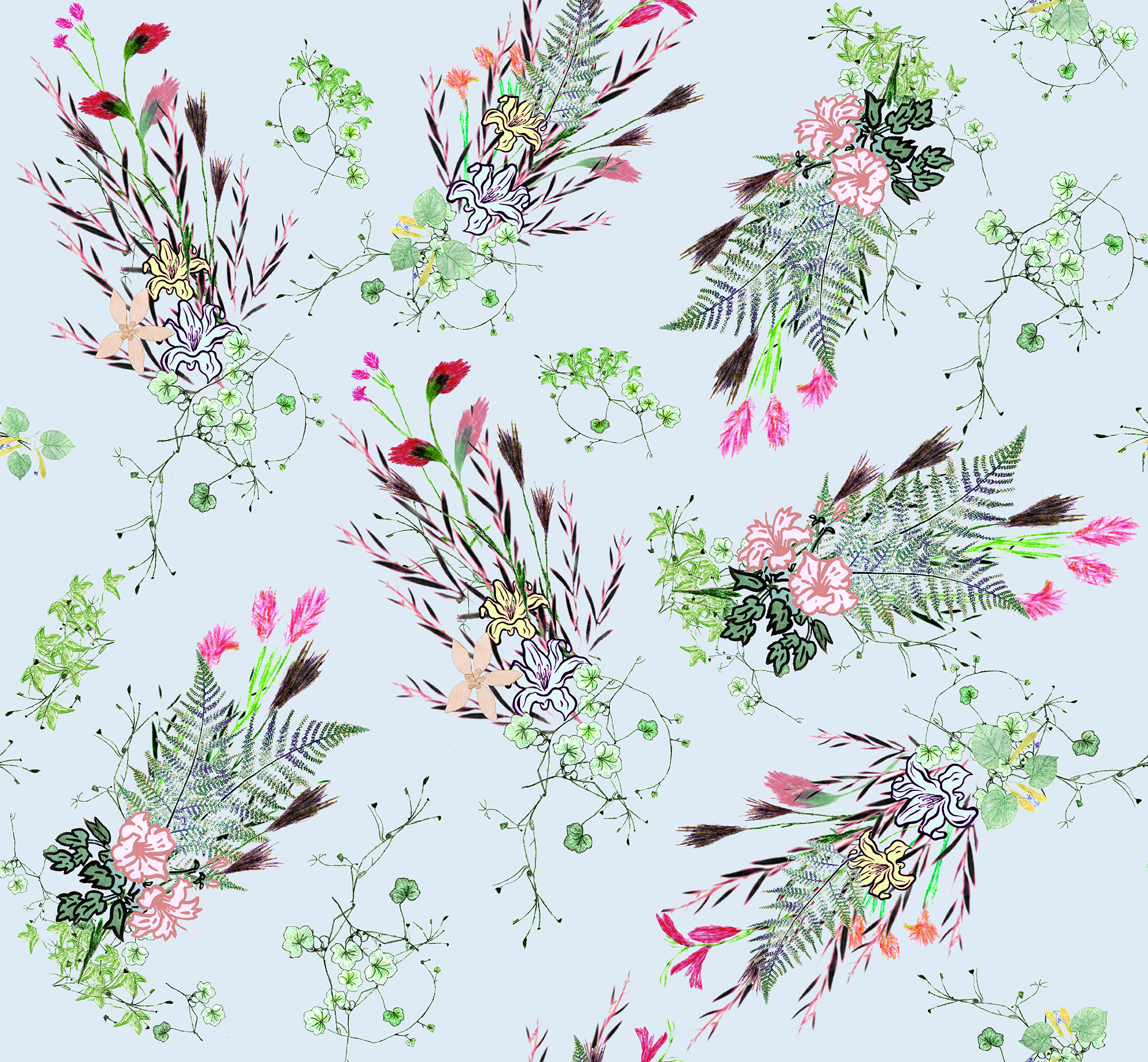 Botanical Scatter (3 colors) wallpaper and fabric