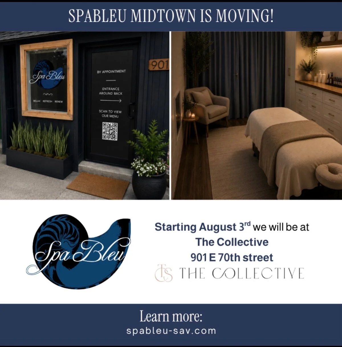 ANNOUNCEMENT!! 

Our Midtown Location is moving to @thecollectivesavannah !! 

Starting 8/3 we will be providing our same great services in a new space! 
 
901 East 70th Street! 

We are excited to join the neighborhood of surrounding businesses and 