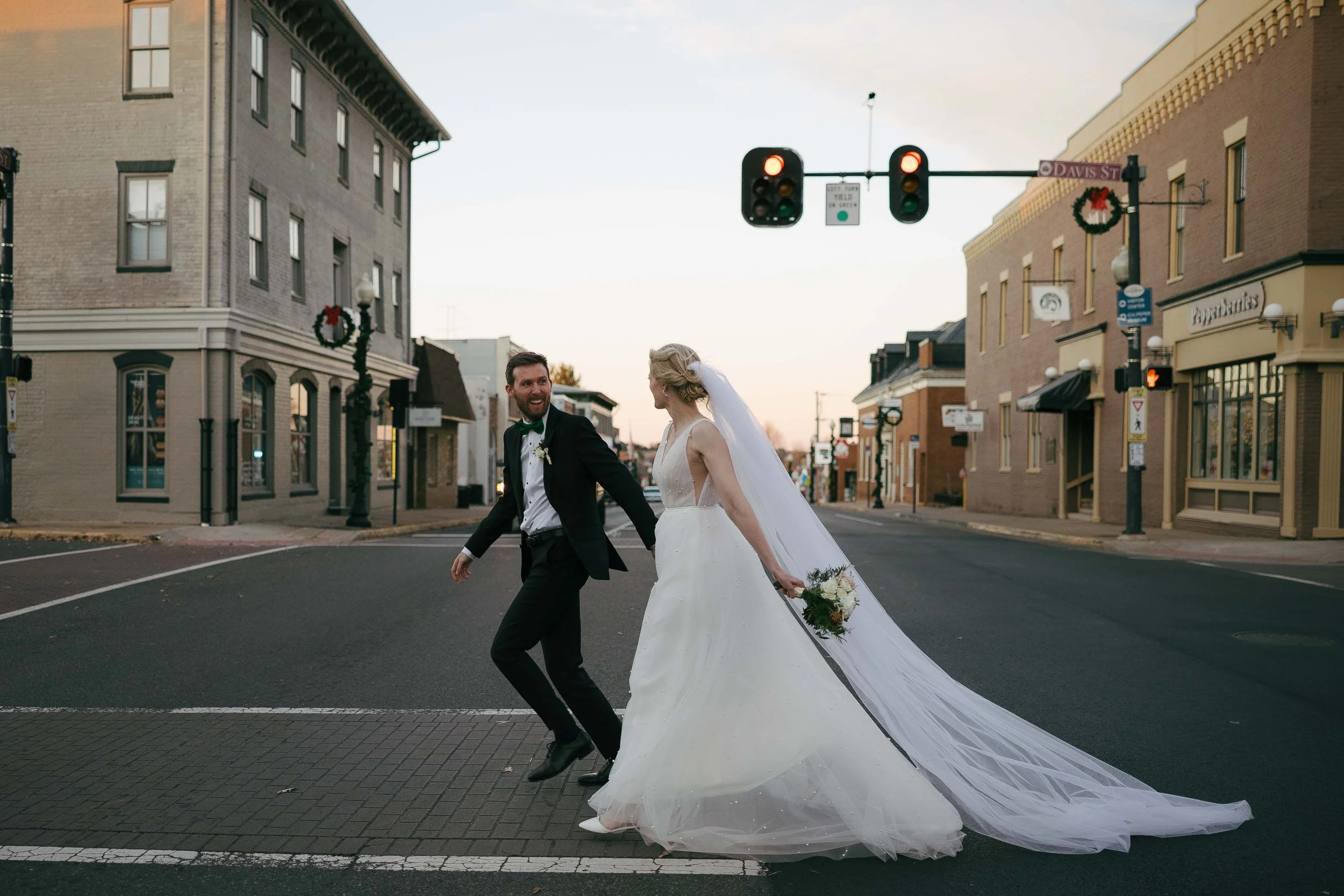 Bride and Groom in Downtown