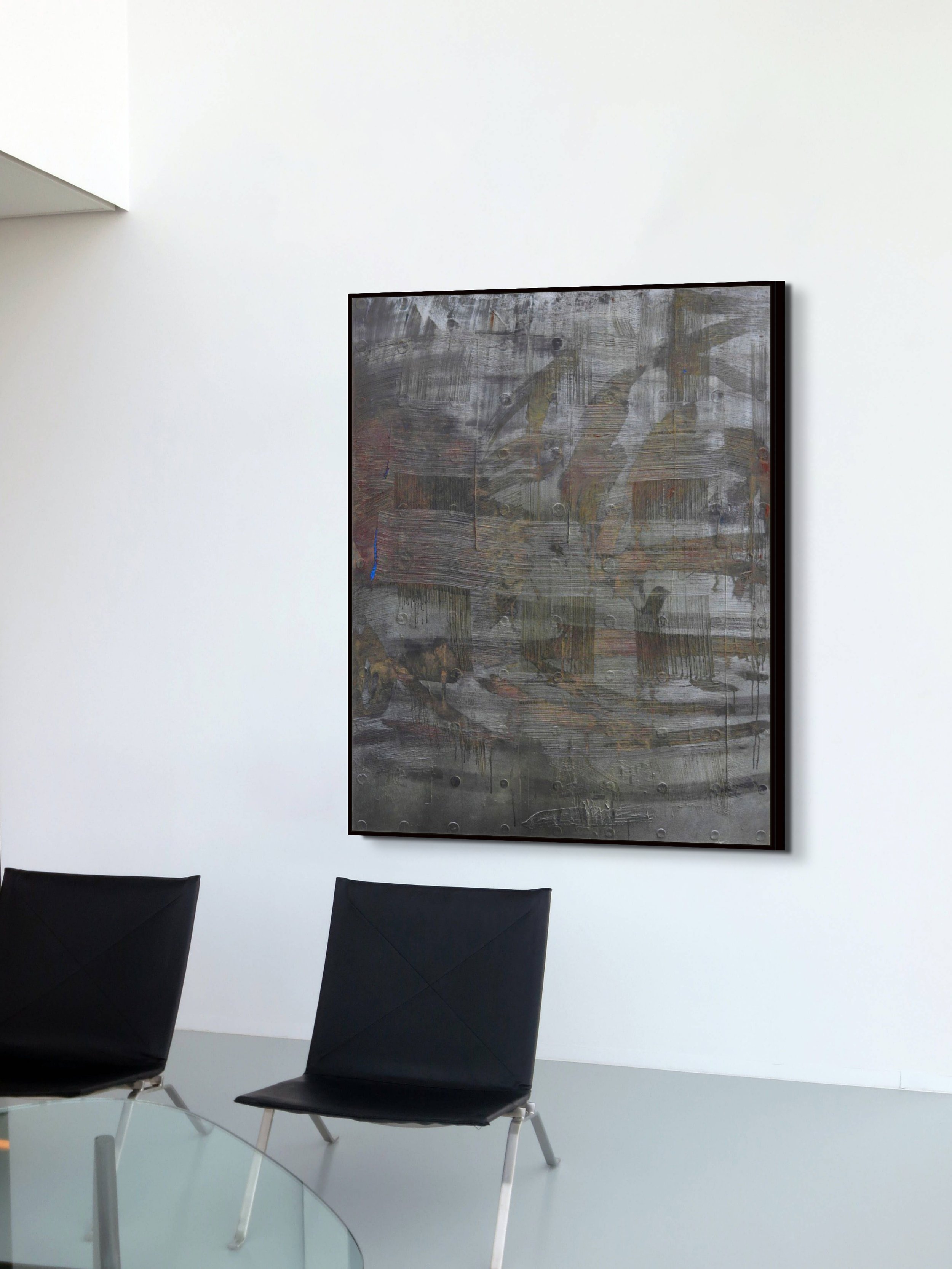 Mock up: Bryan Ryley, POND, 2001, Oil on canvas, Unframed 60 × 48 in