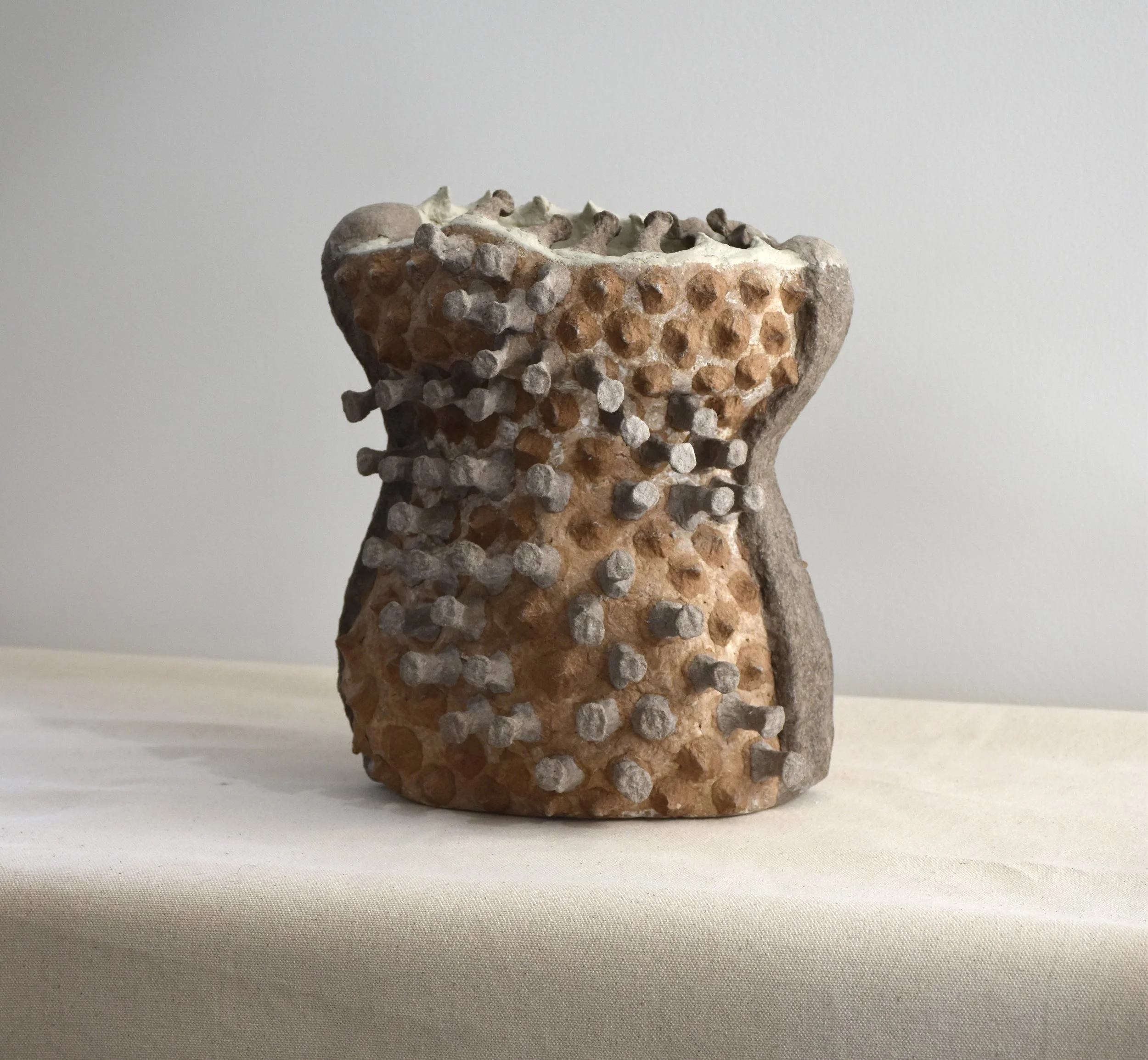 Maya River, Celestial Echoes-DEI, 2023/24, Recycled paper, drywall compound, 9 x 8.5 x 7 in