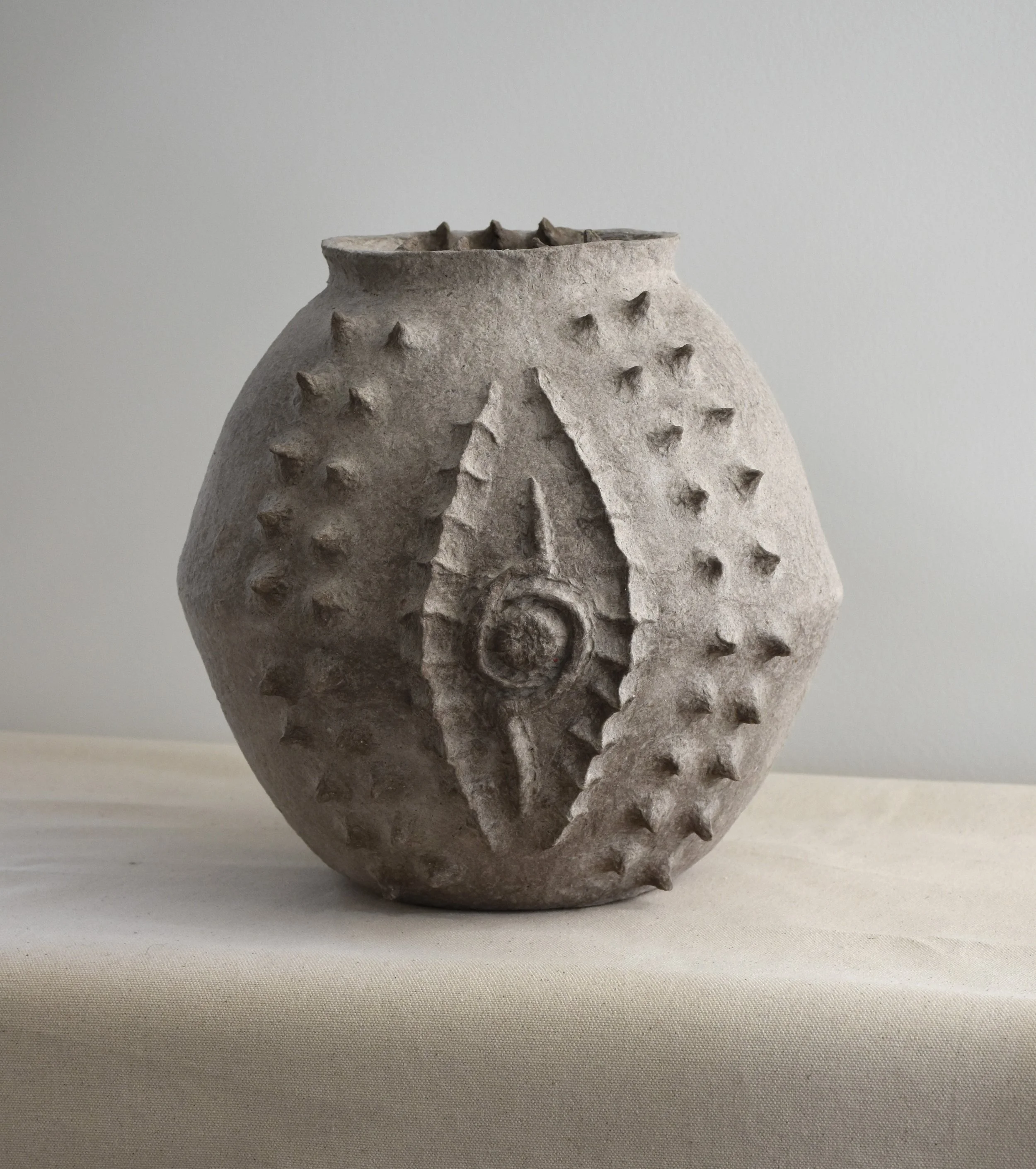 Maya River, Spikey Vessel-KOO, 2024, Recycled paper, 9.5 x 11.5 x 12 in