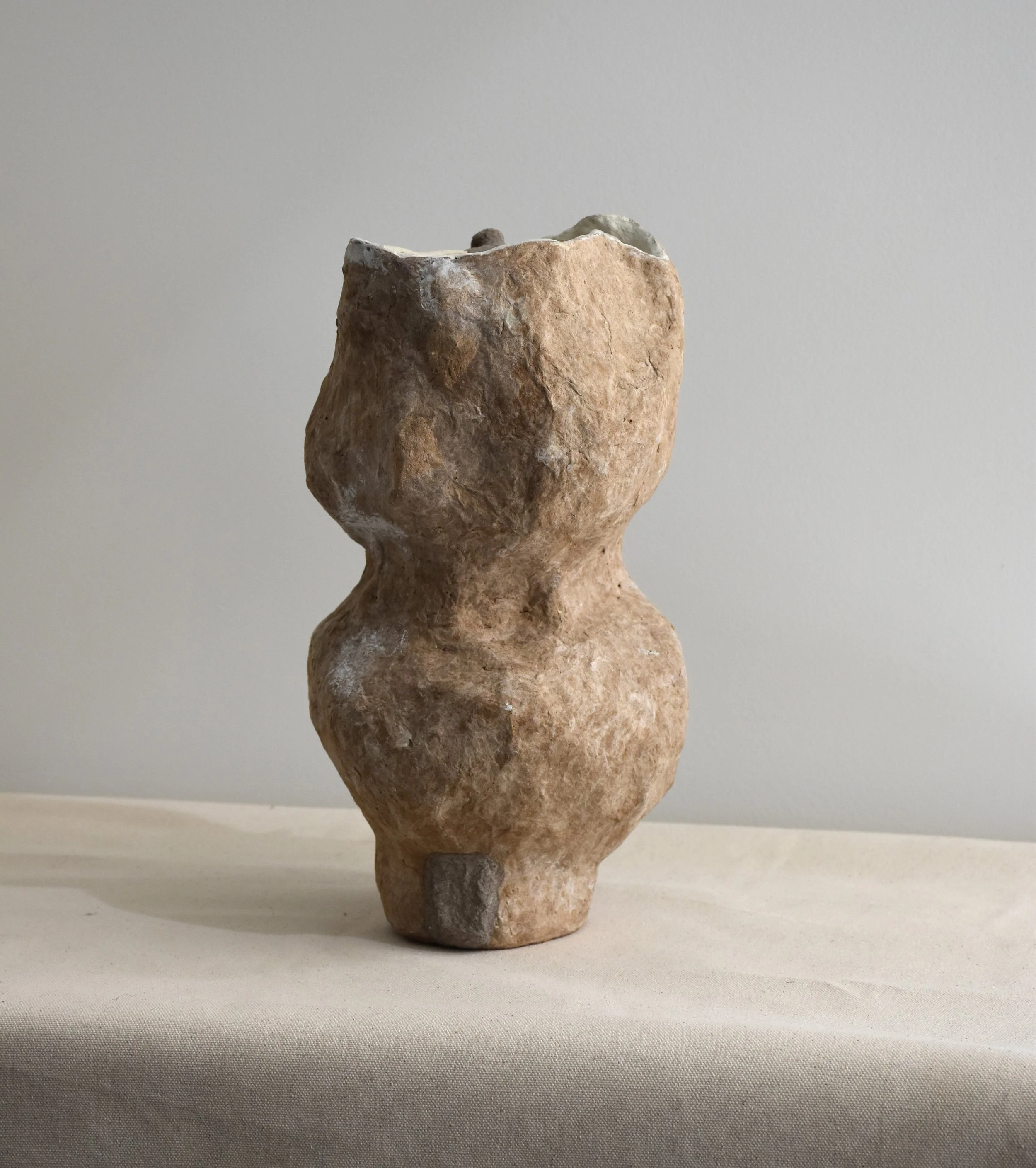 Maya River, Celestial Echoes-O, 2023/24, Recycled paper and gypsum compound, 7 x 7.5 x 11.5 in