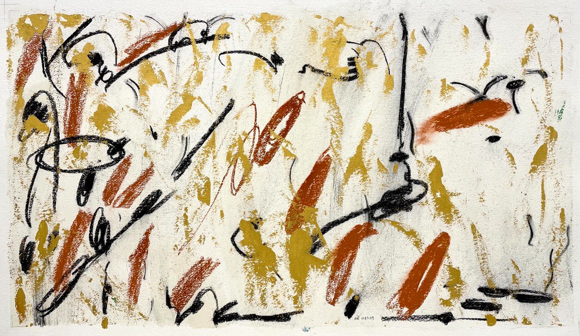 Bryan Ryley, JOE & MARY, 2020, Gouache, charcoal, conte, on 250 lb D’Arches rag paper, Unframed: 14 × 25 in on 22 × 30 in Arches paper