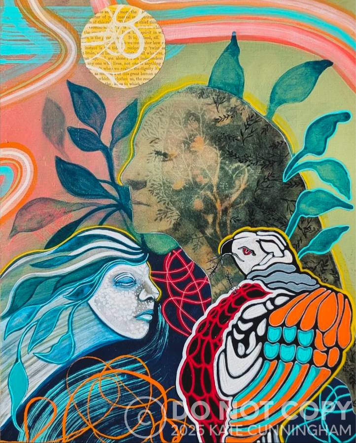 Hawk Spirit, 2025 | 16"x20", acrylic on wood