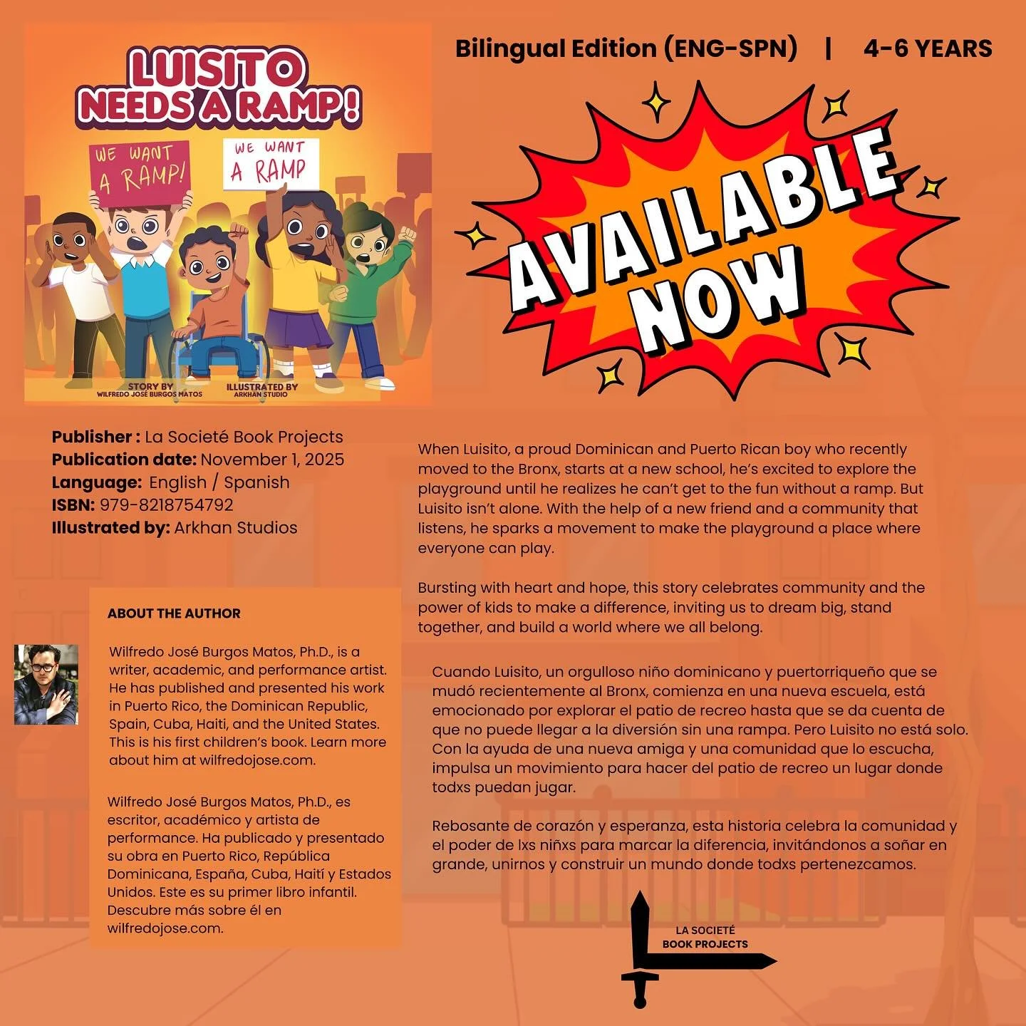It&rsquo;s publication day! HAPPY BIRTHDAY, Luisito! Get your copy NOW! Link in bio. All will receive a signed copy + some swag! #LuisitoNeedsARamp #ChildrensLiterature #TheBronx