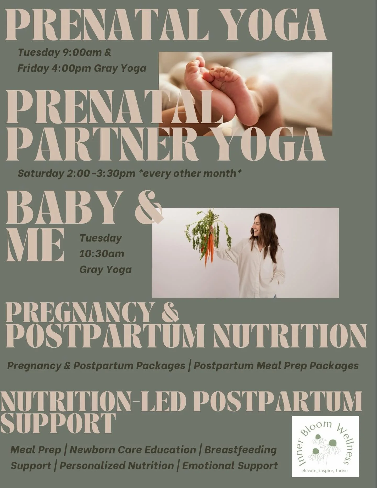 🤍 Prenatal Yoga
A supportive, grounding space to connect with your changing body, build strength, ease discomfort and prepare for birth through mindful movement, breath, and rest.

🤍 Prenatal Partner Yoga (every other month)
A beautiful way to invi