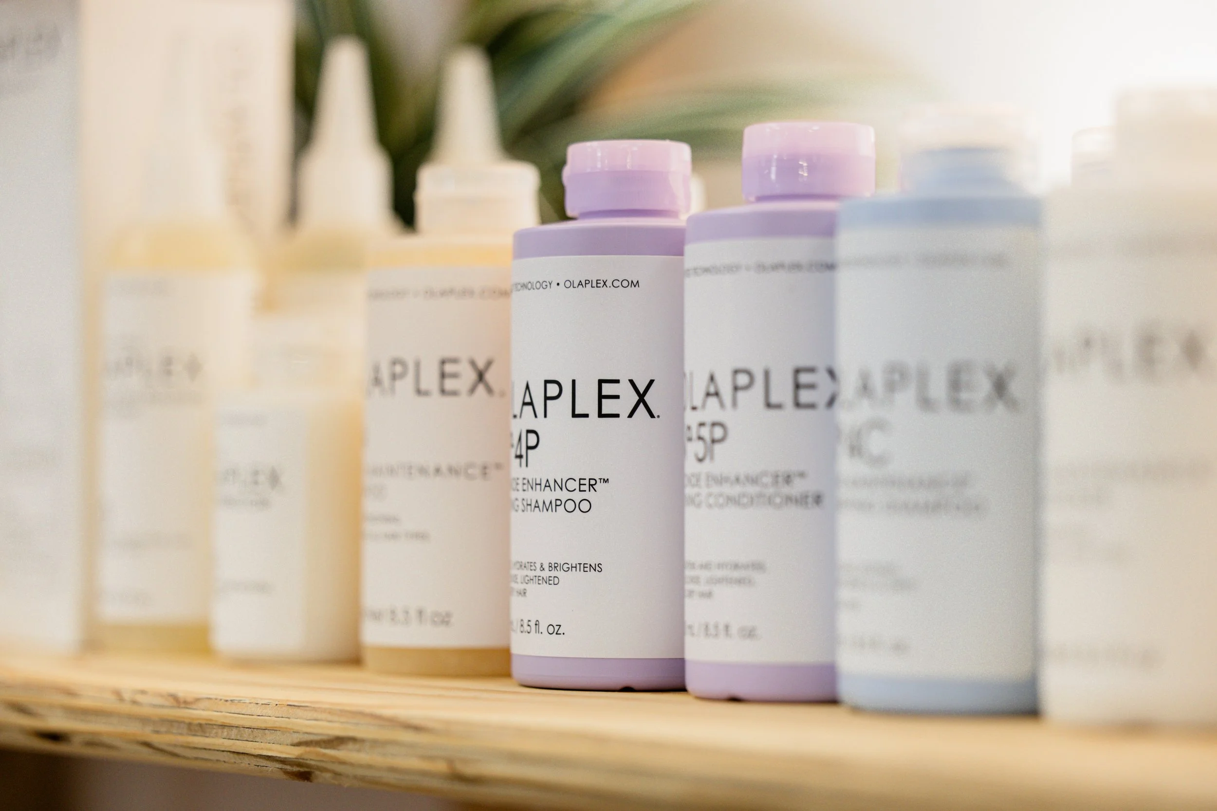 Olaplex hair care products used for treatments and colour services at Travis Hairdressing.