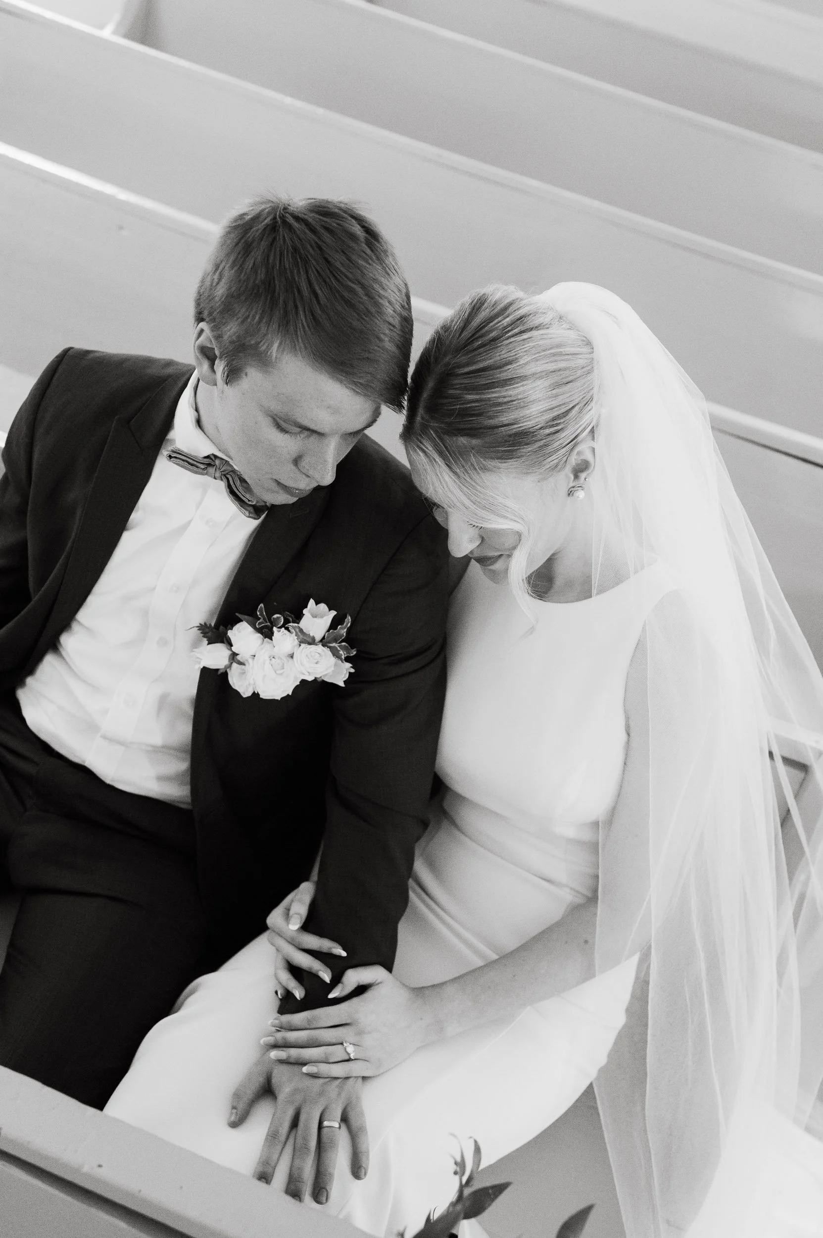 Black and white bride and groom wedding ring portrait during Tennessee wedding