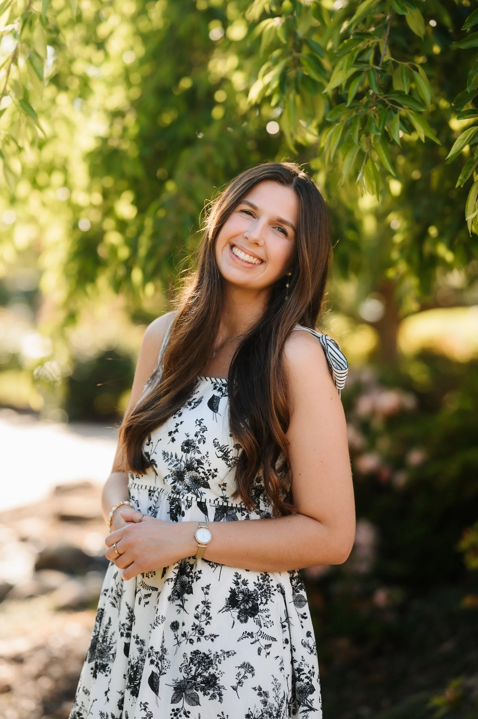 Senior graduate girl smiling outdoors during Franklin Tennessee portrait session