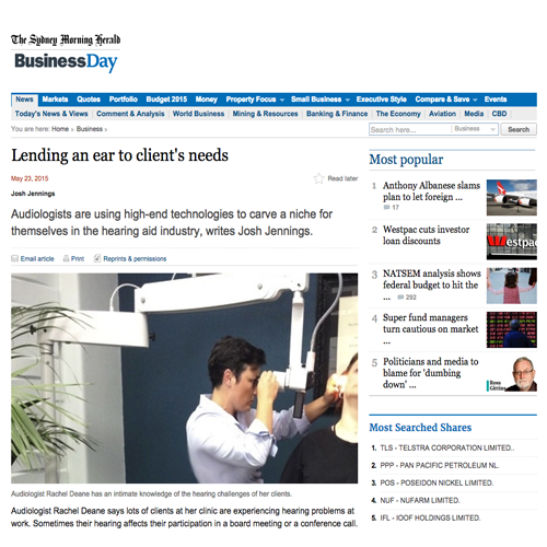 Rachel Deane at Deane Audiology, Director and Clinical Audiologist - Sydney Morning Herald