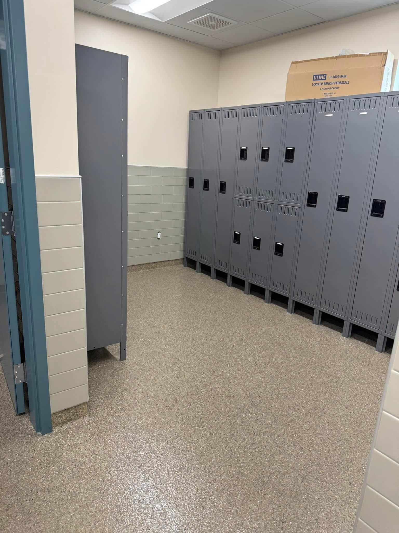warehouse locker room, cleaning