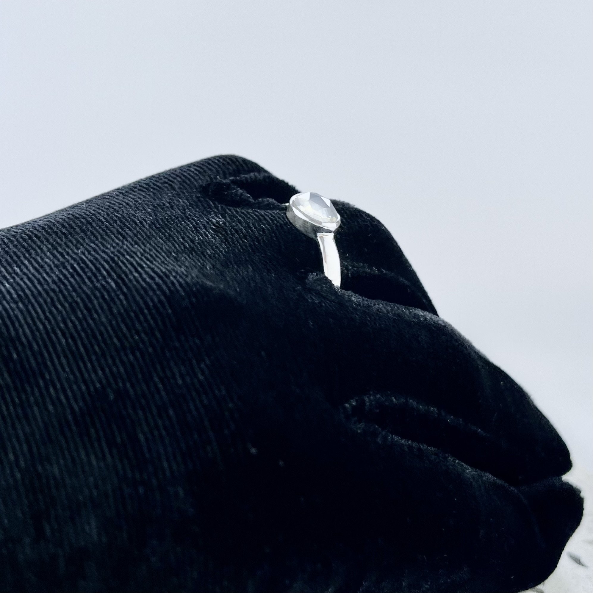 Rose cut Moonstone ring. Sterling Silver