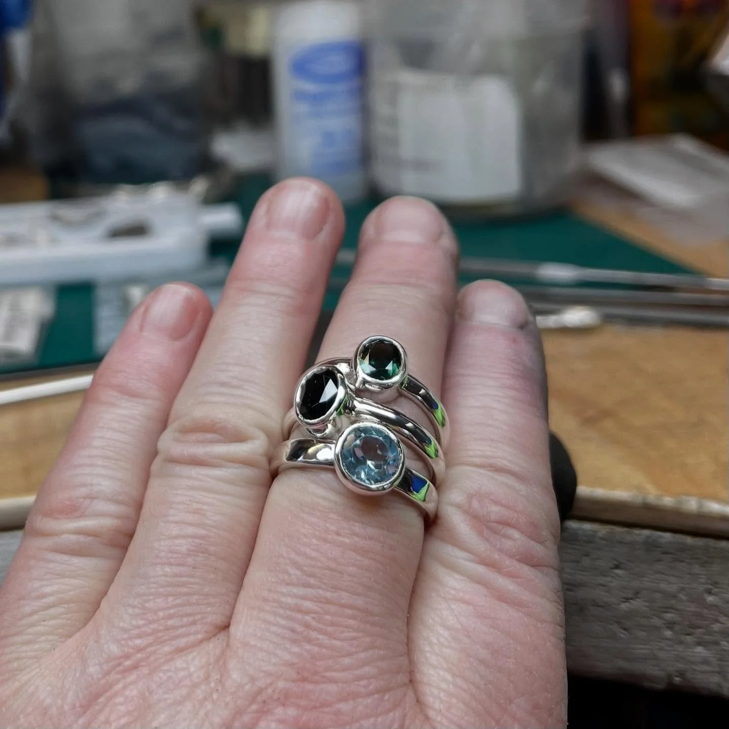 Featuring at Artisans of Adelaide Winter Market. Klemzig community Hall. Saturday 2nd of August 9am till 1pm😃. Beautiful green and blues. Aquamarine, indocalite tourmaline (deep teal blue) and a lovely green Aussie sapphire. 🔥 @artisansofadelaide #