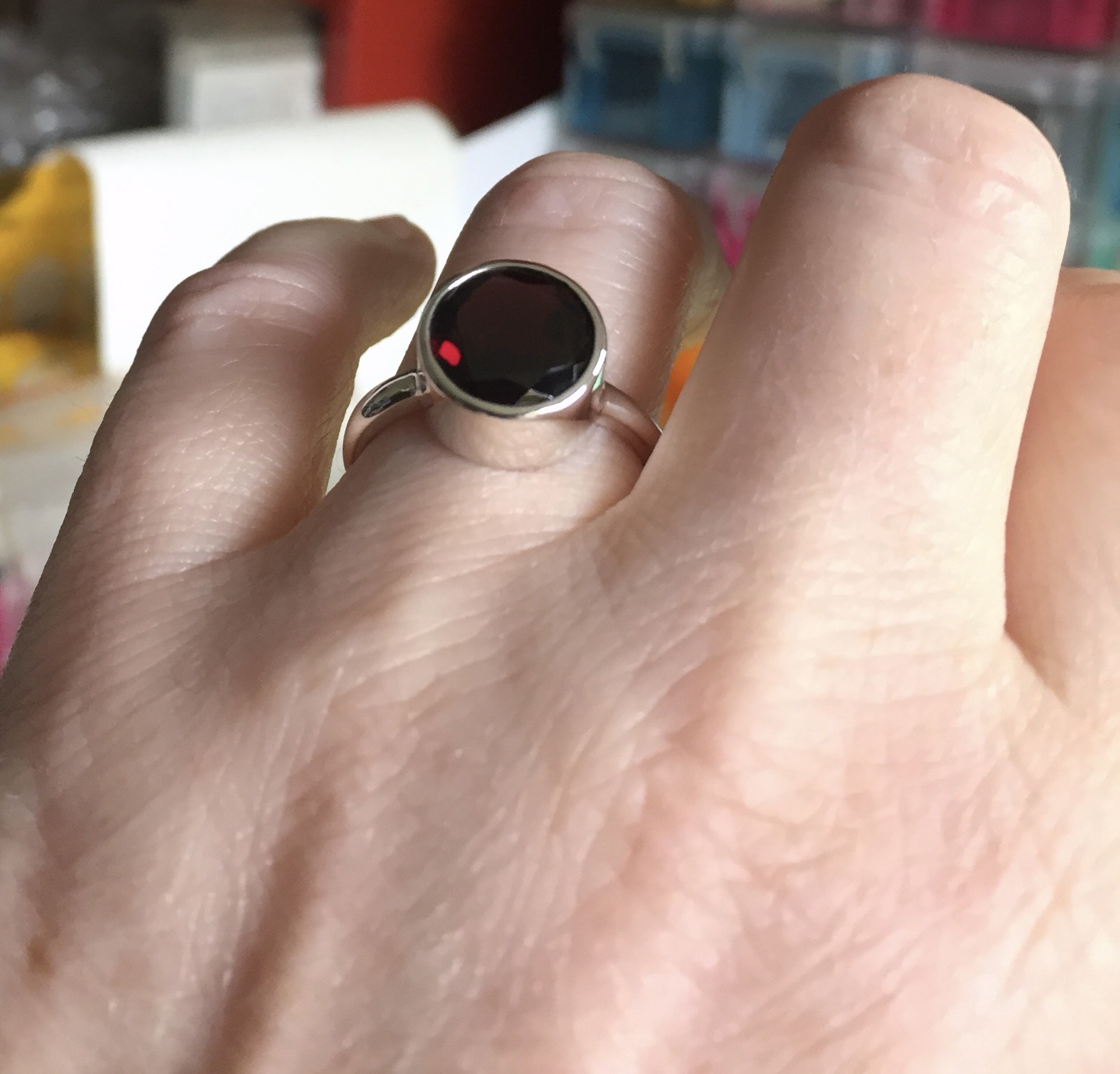 Garnet ring. custom made in sterling silver