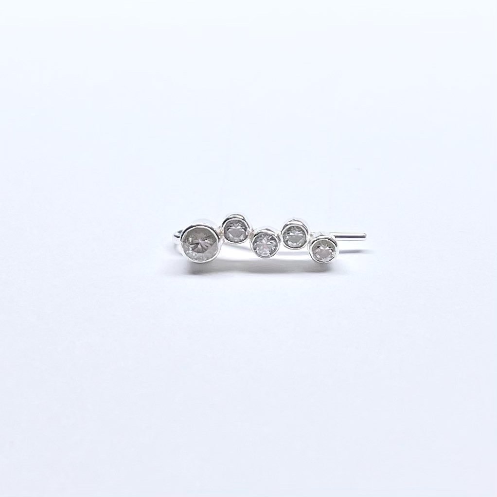 Natural Zircon ear crawler. Custom made in sterling silver