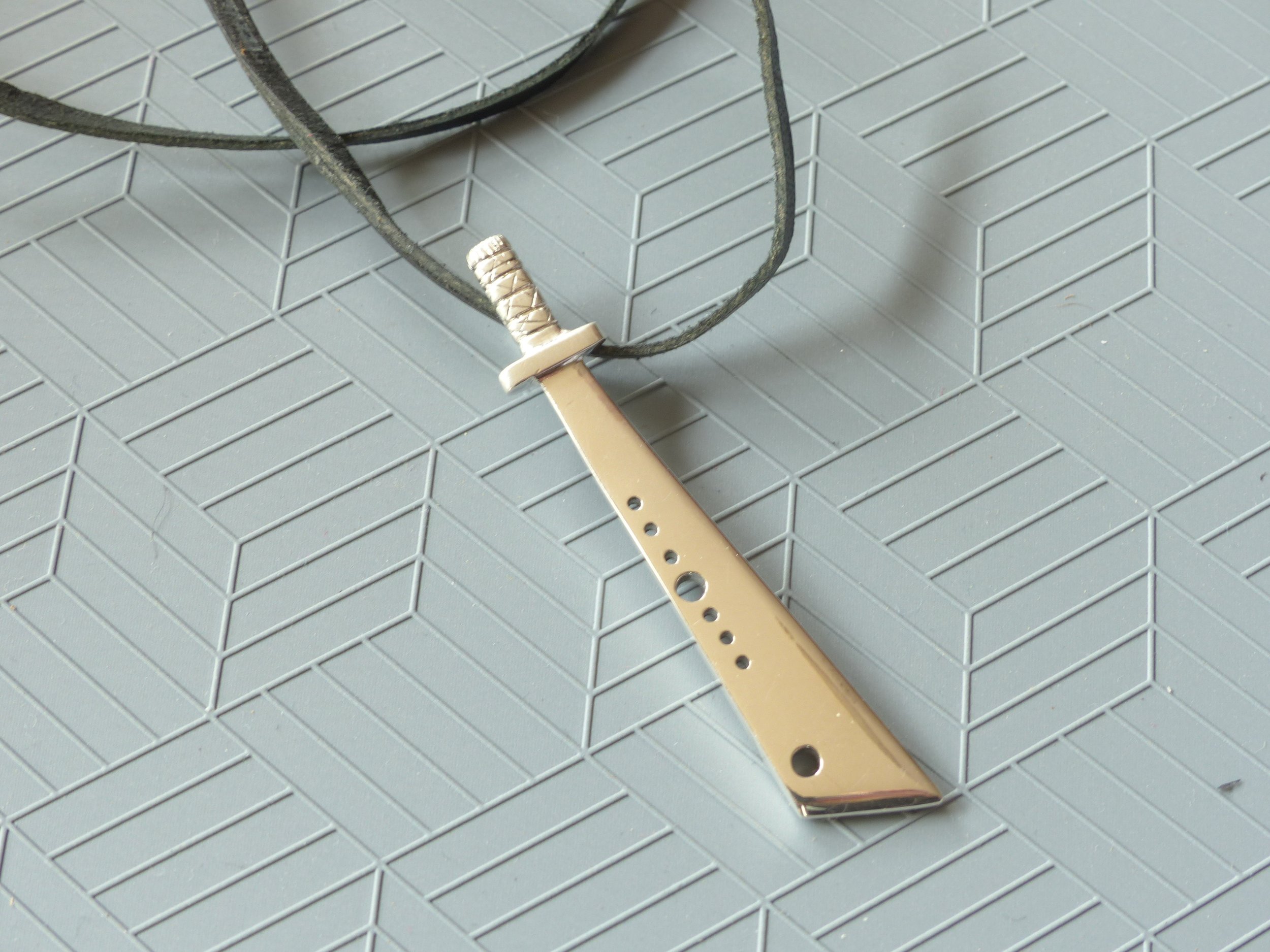 Machete pendant custom made in sterling silver
