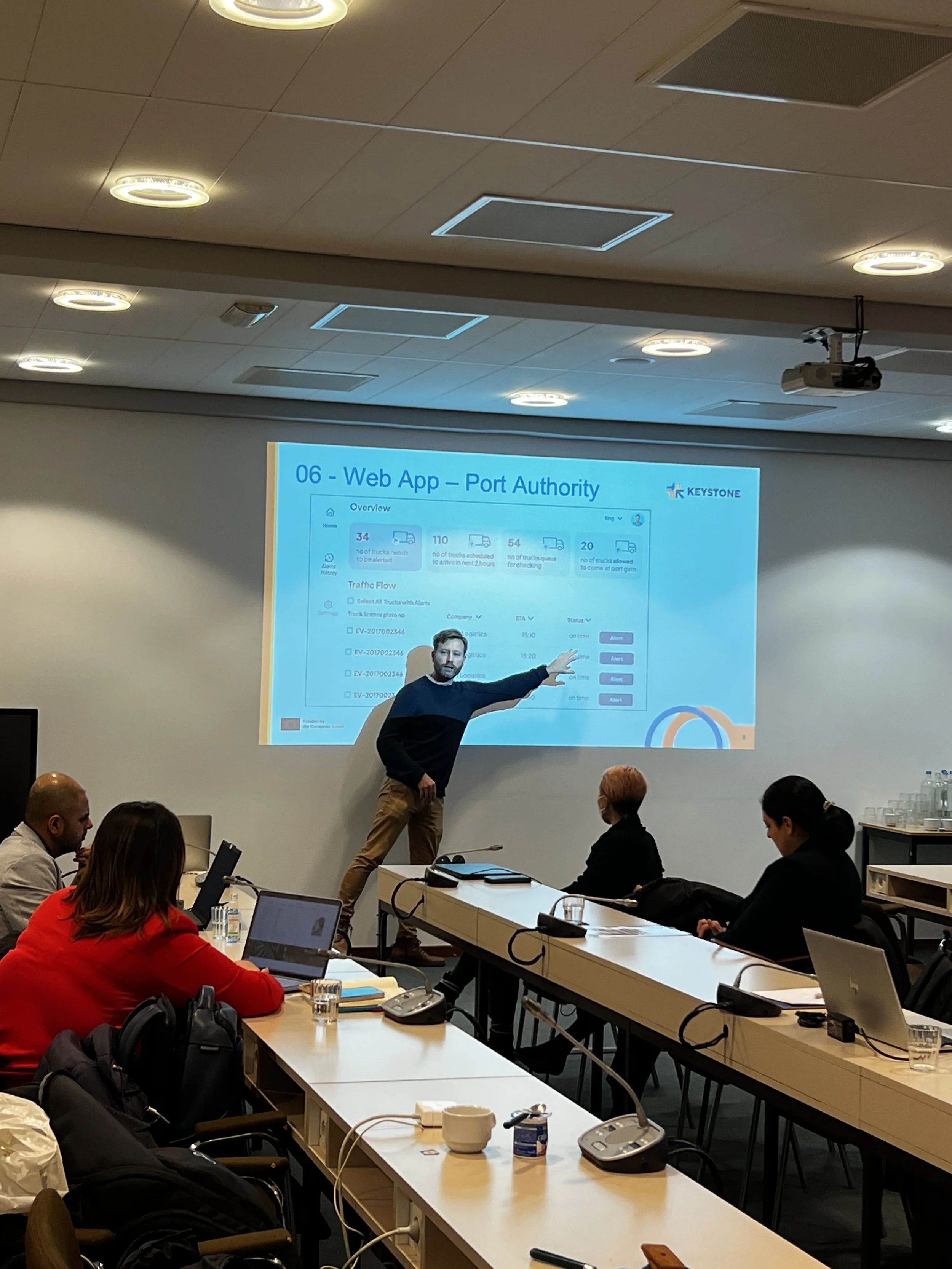 Jesús Martinez showing the web app's interfaces.