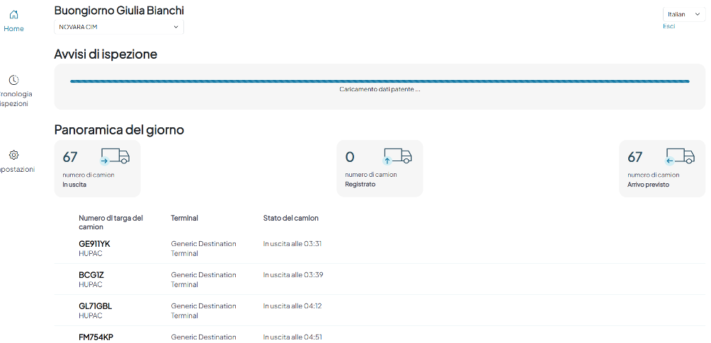 Overview of the KEYSTONE web app during the intermodal pilot.