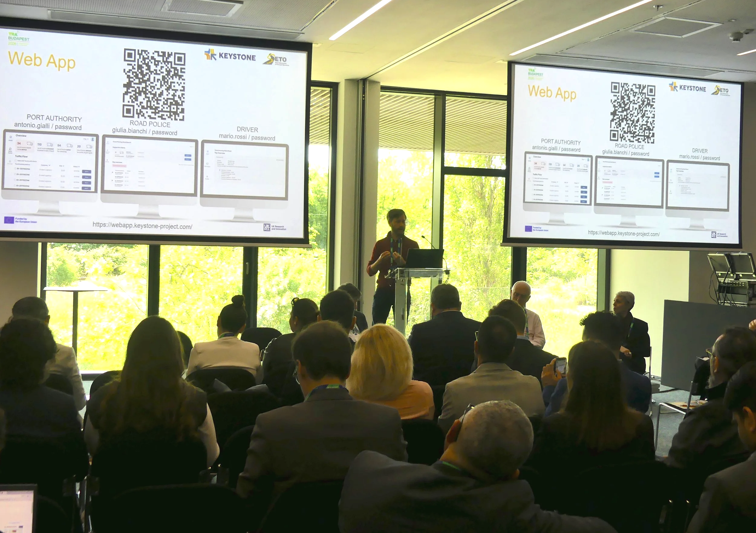 Jesús Martinez demonstrating the KEYSTONE Web App and its three interfaces.
