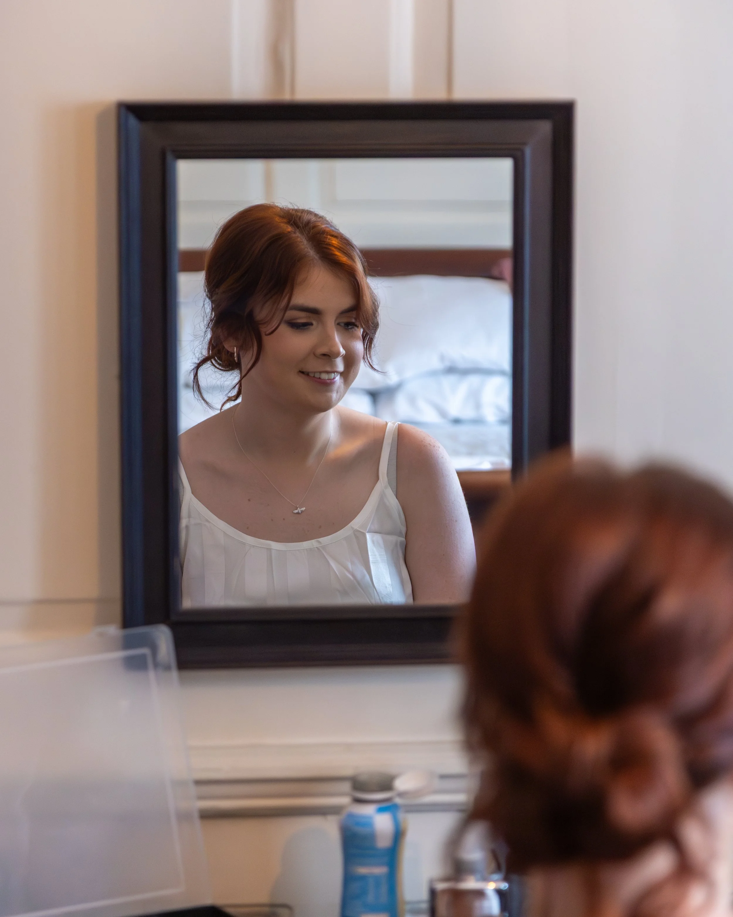 bridesmaid getting ready for a wedding
