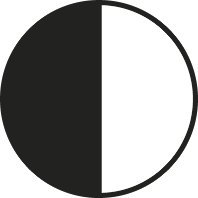 Gráfico circular dividido en dos secciones iguales, una negra y una transparente