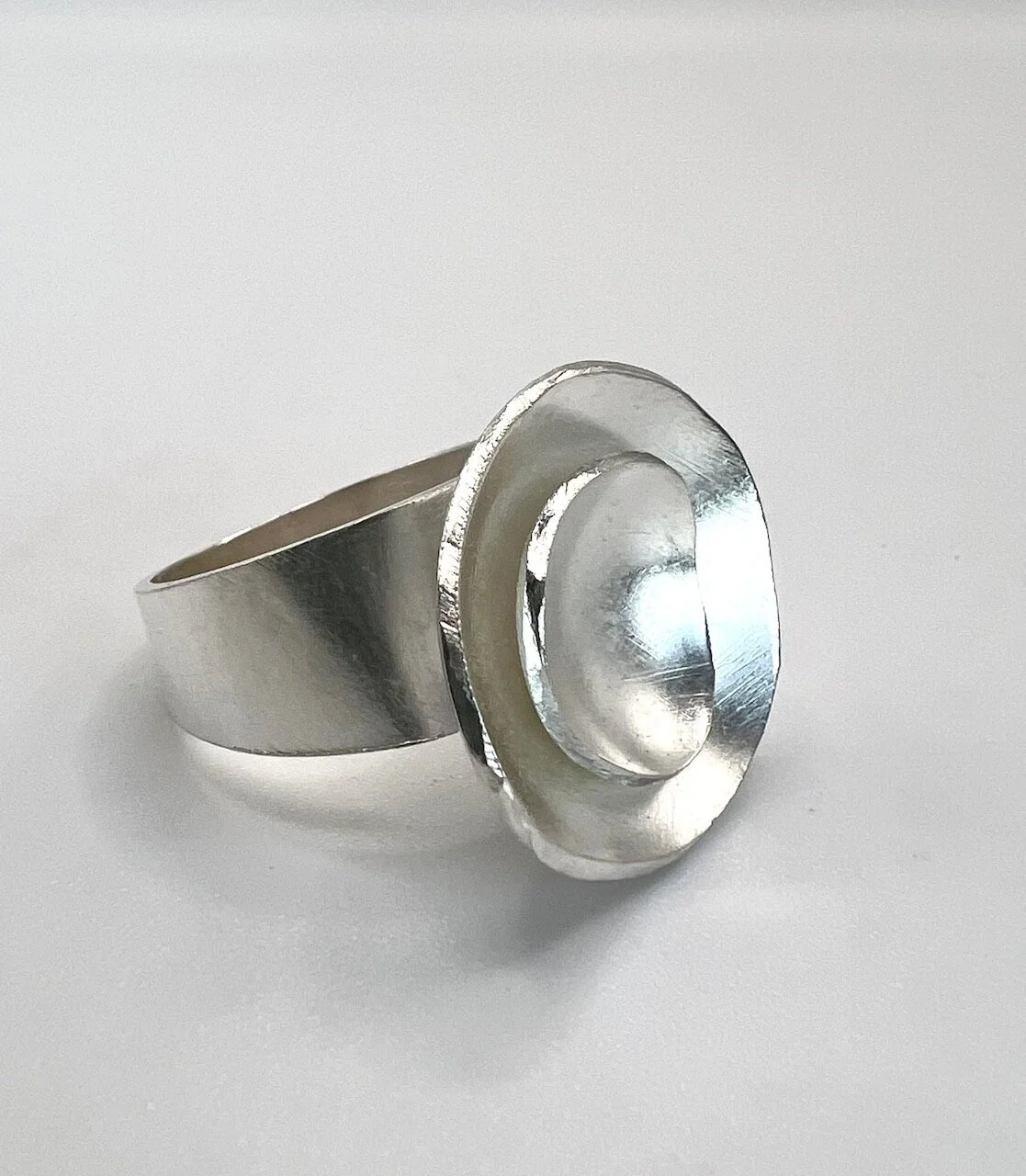 Silver organic bowl ring