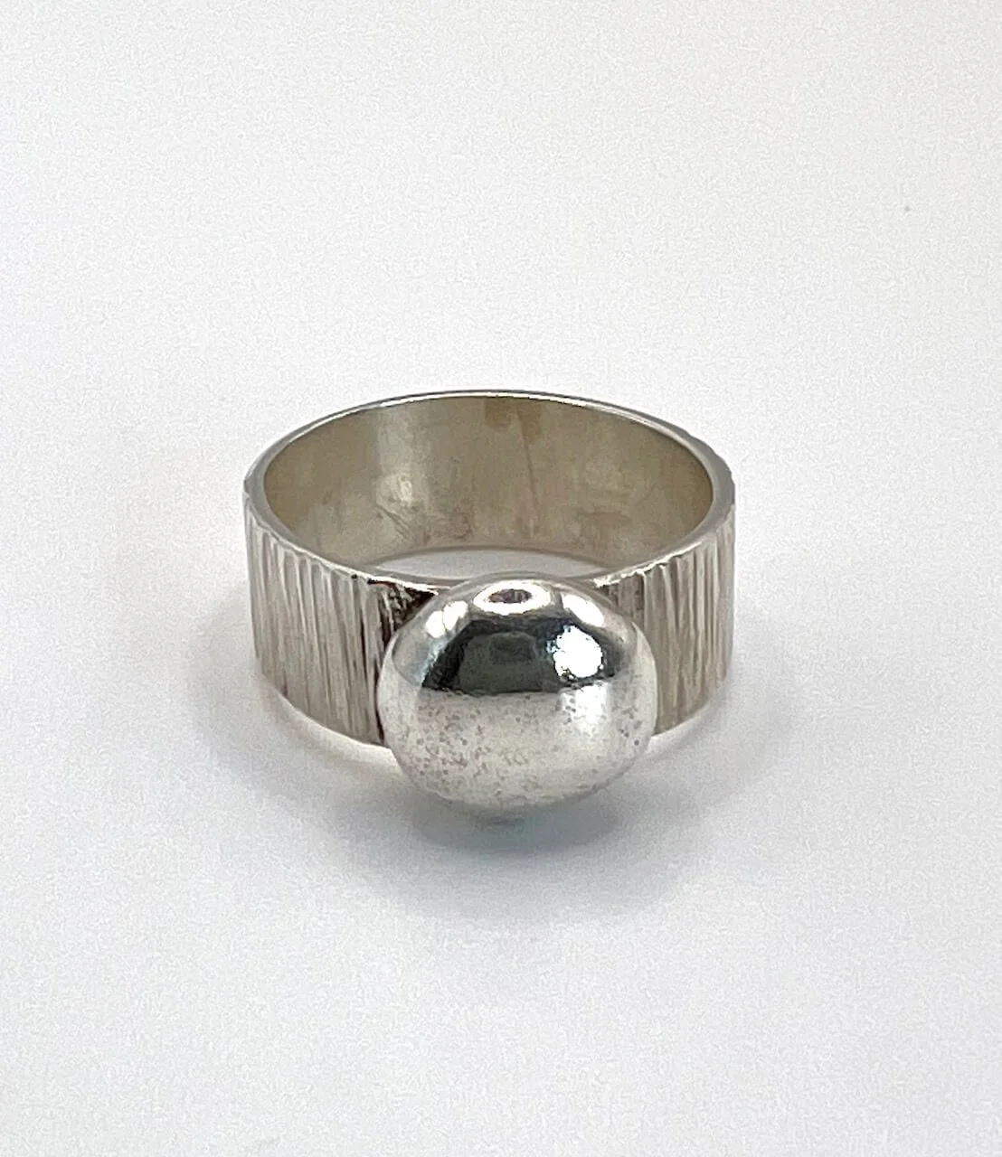 Textured Band and Bead Ring