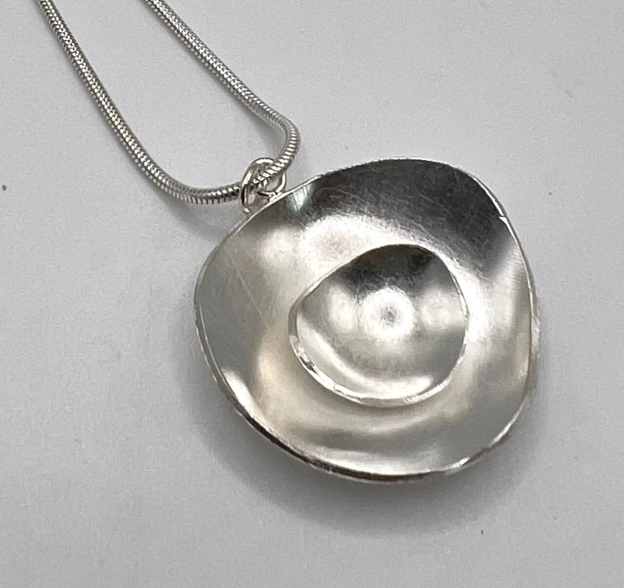 Pebble Silver Bowls Pendant with matte finish