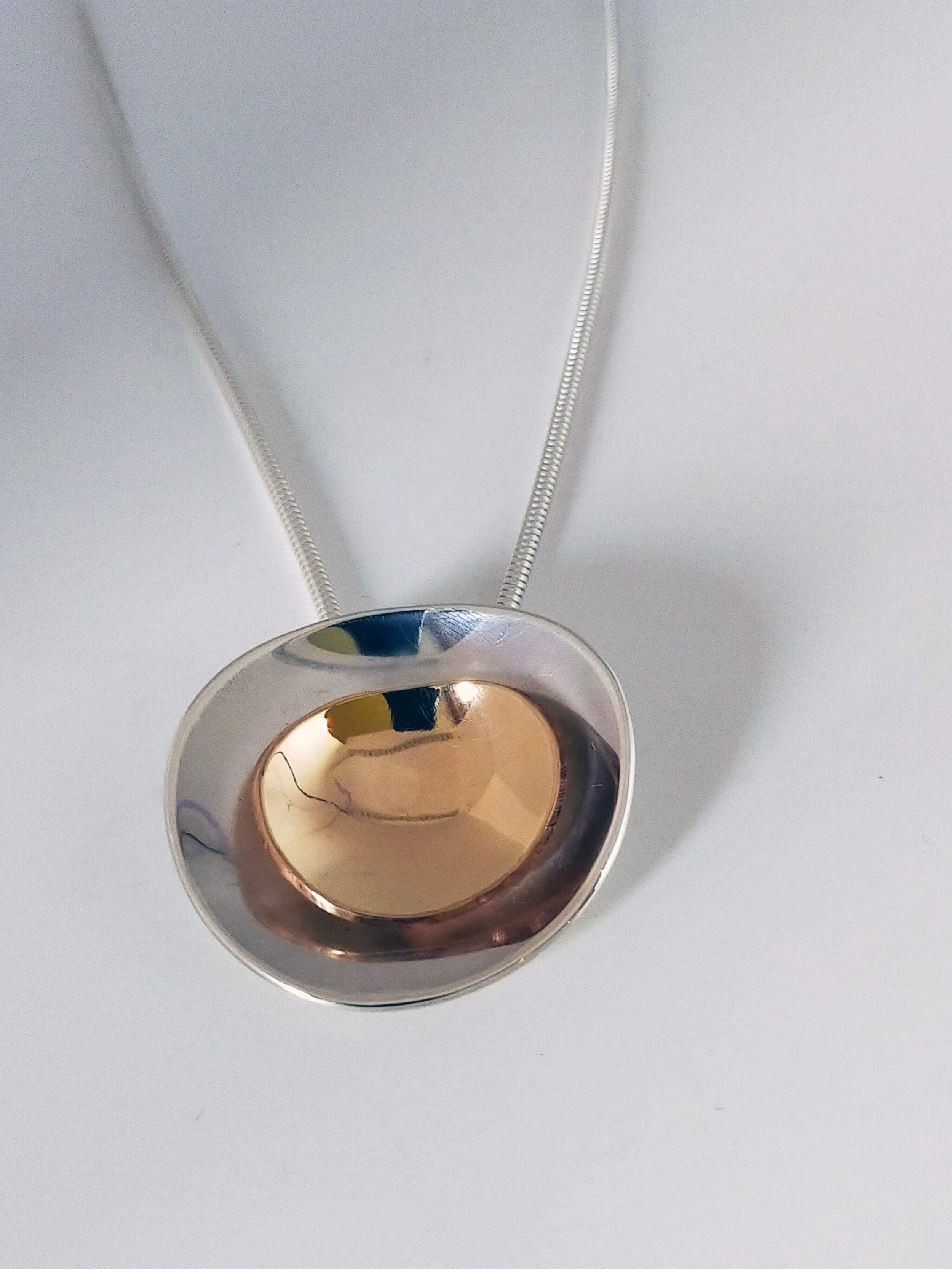 Sterling Silver+Gold filled two bowl like forms