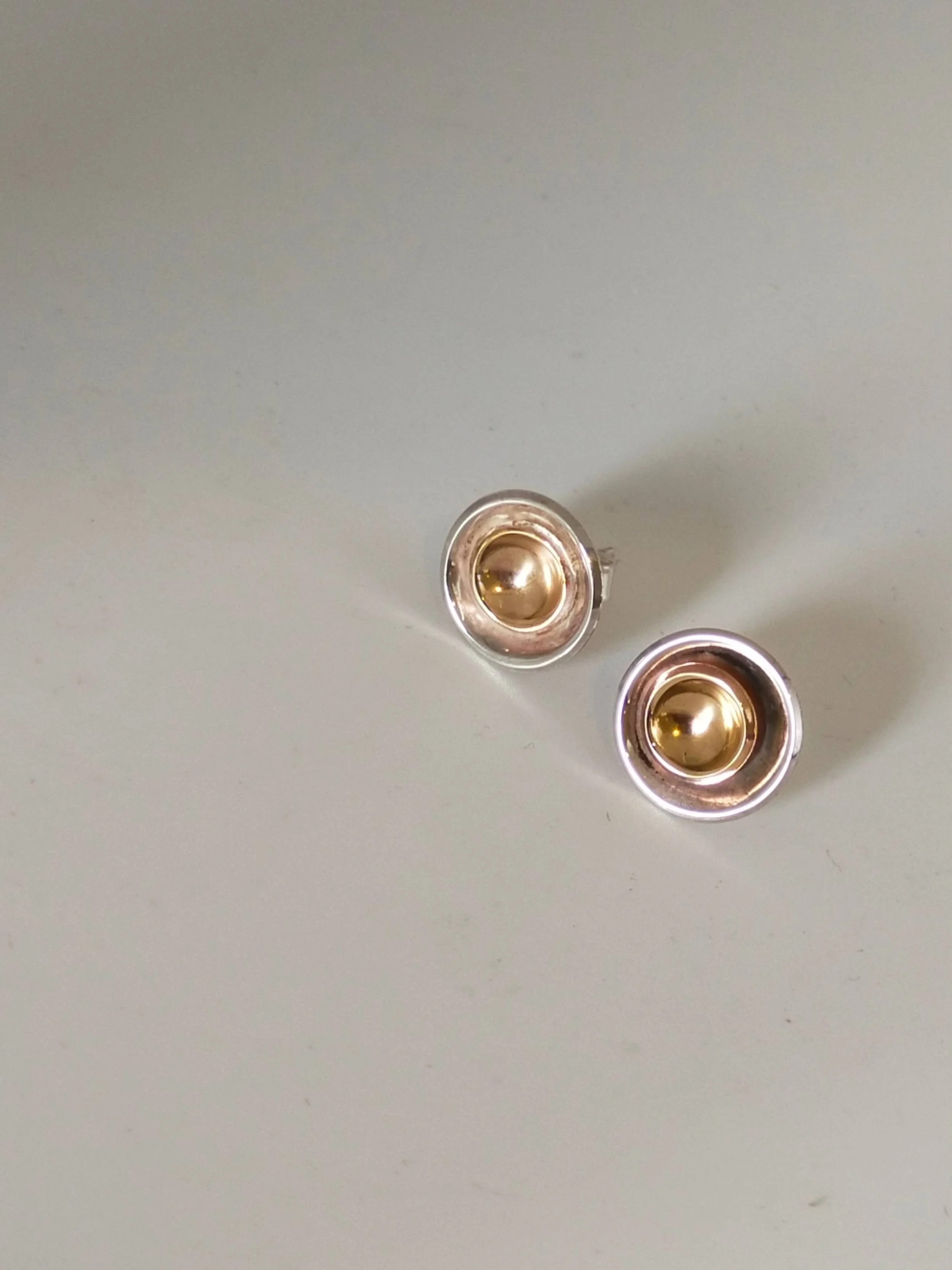 Silver+Gold Button Earrings