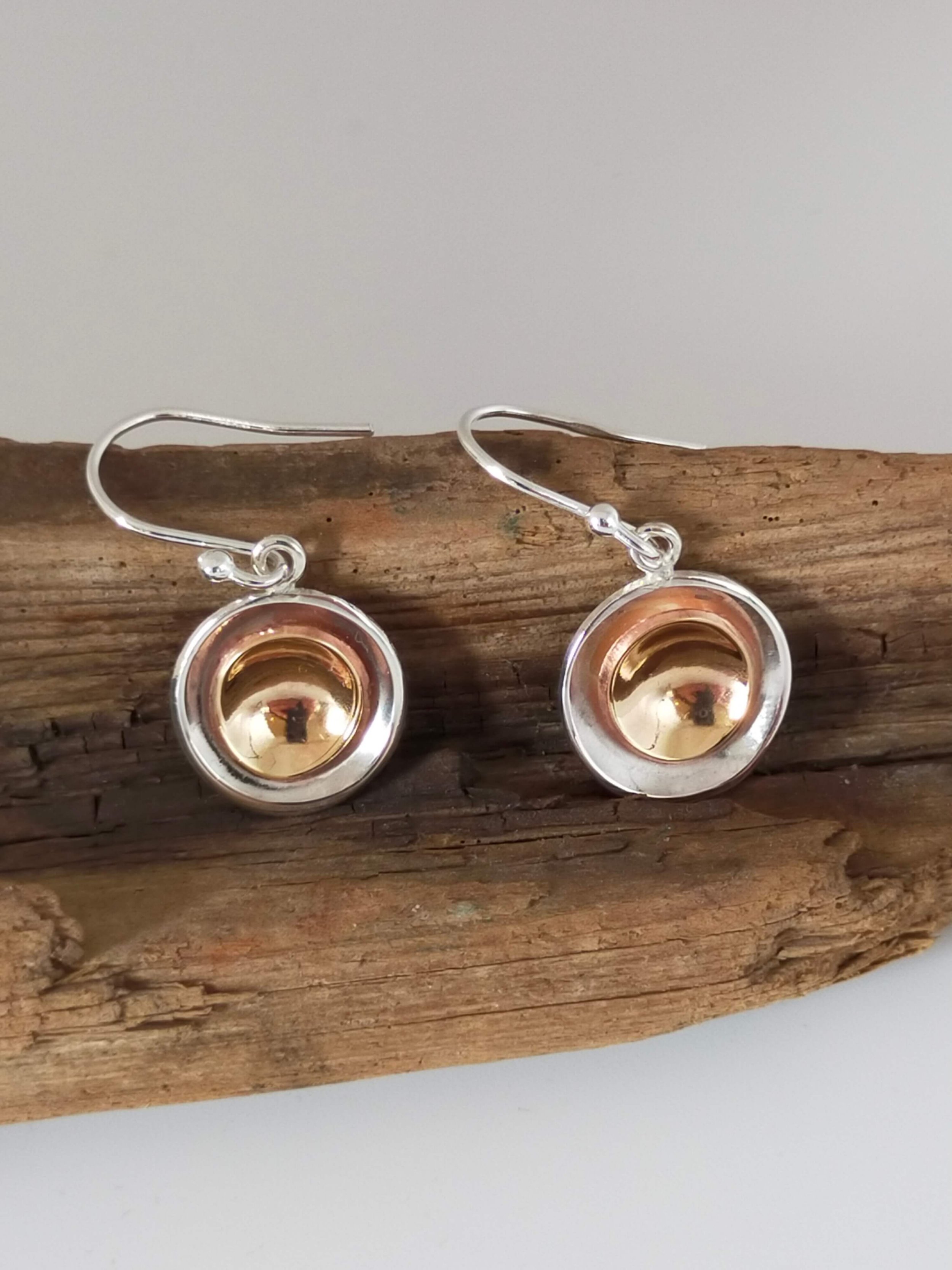 Silver+Gold Cups Drop Earrings