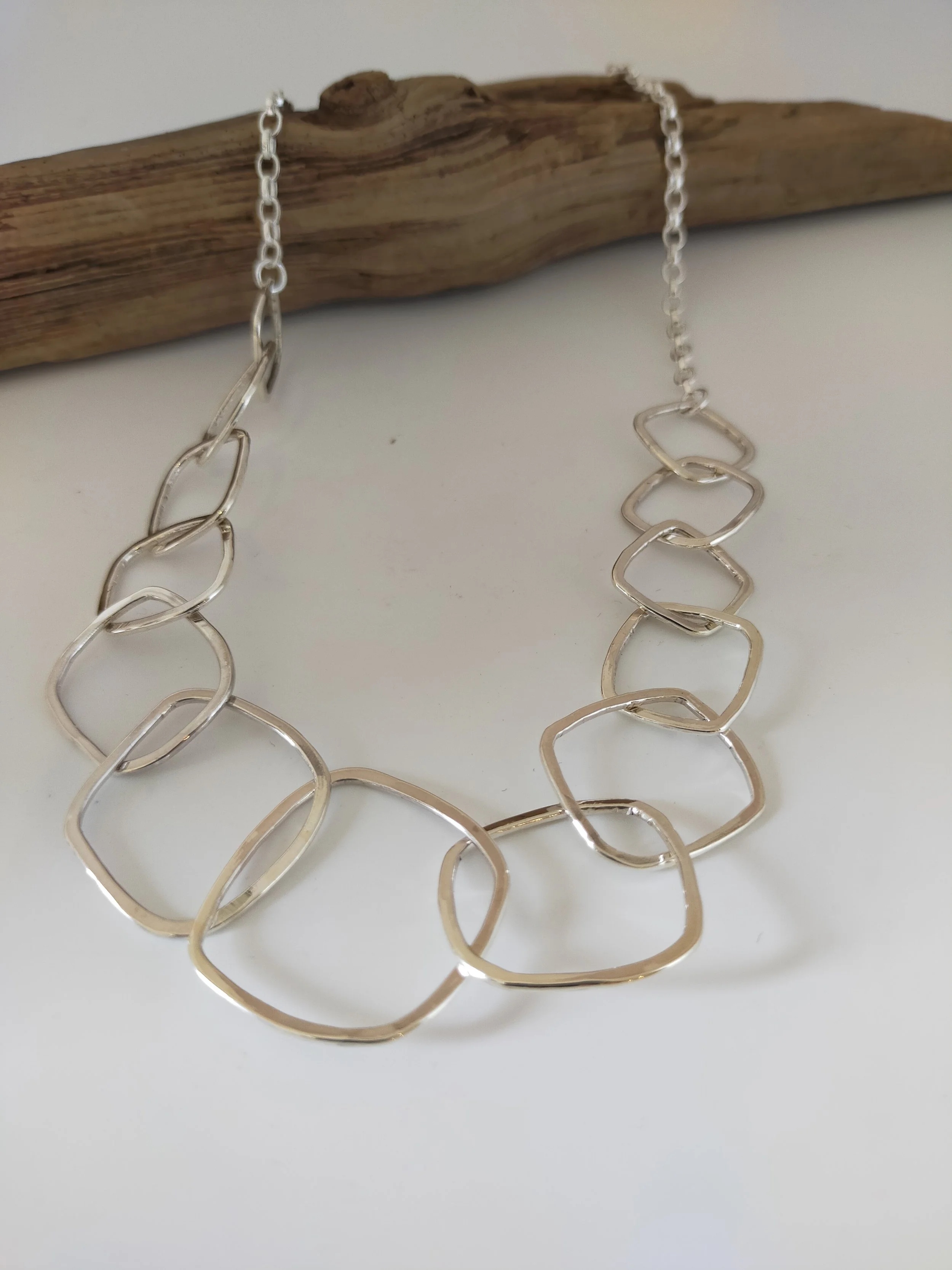 Angular Geometric Silver Necklace