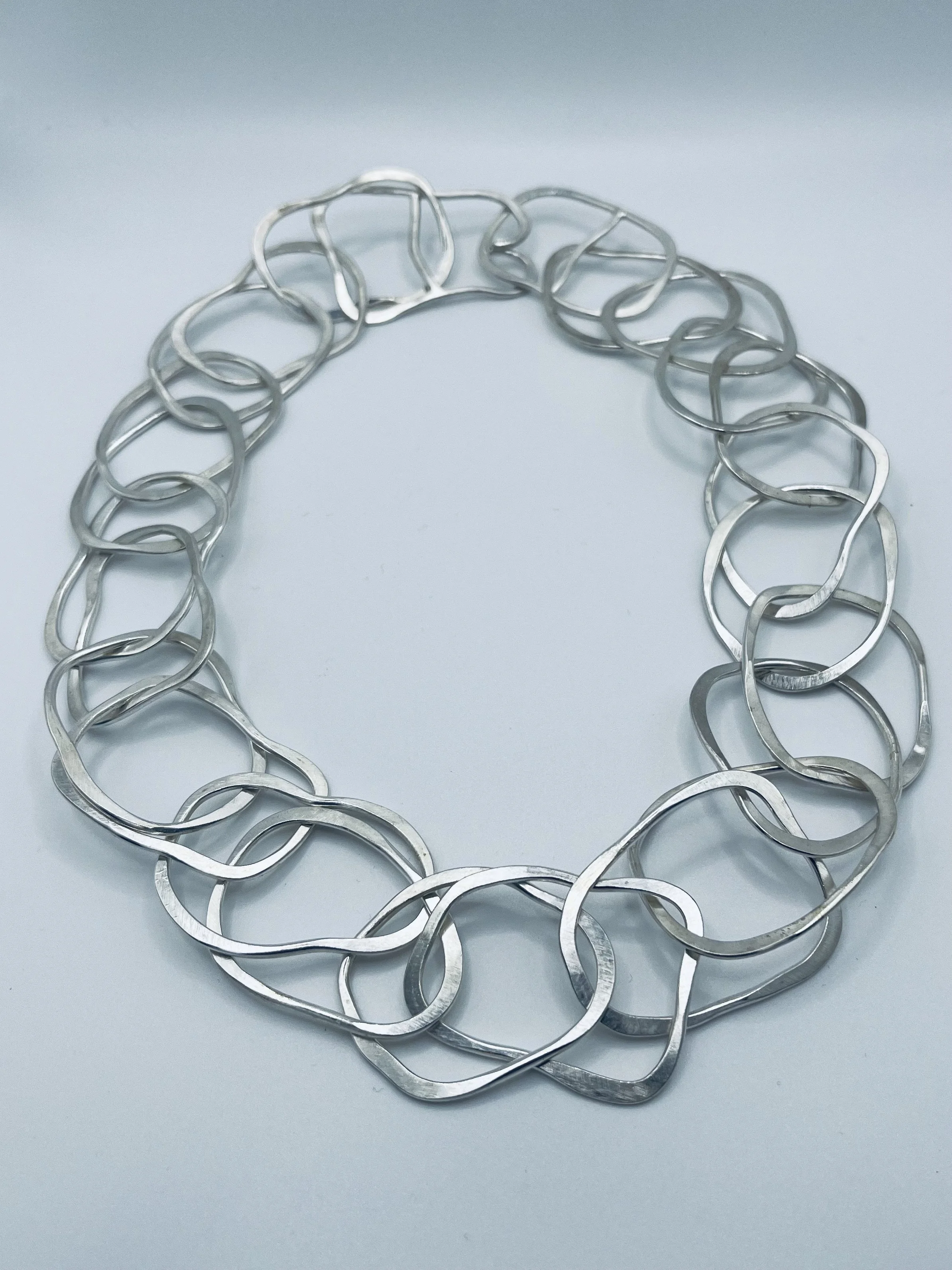 Silver Organic cloud linked necklace