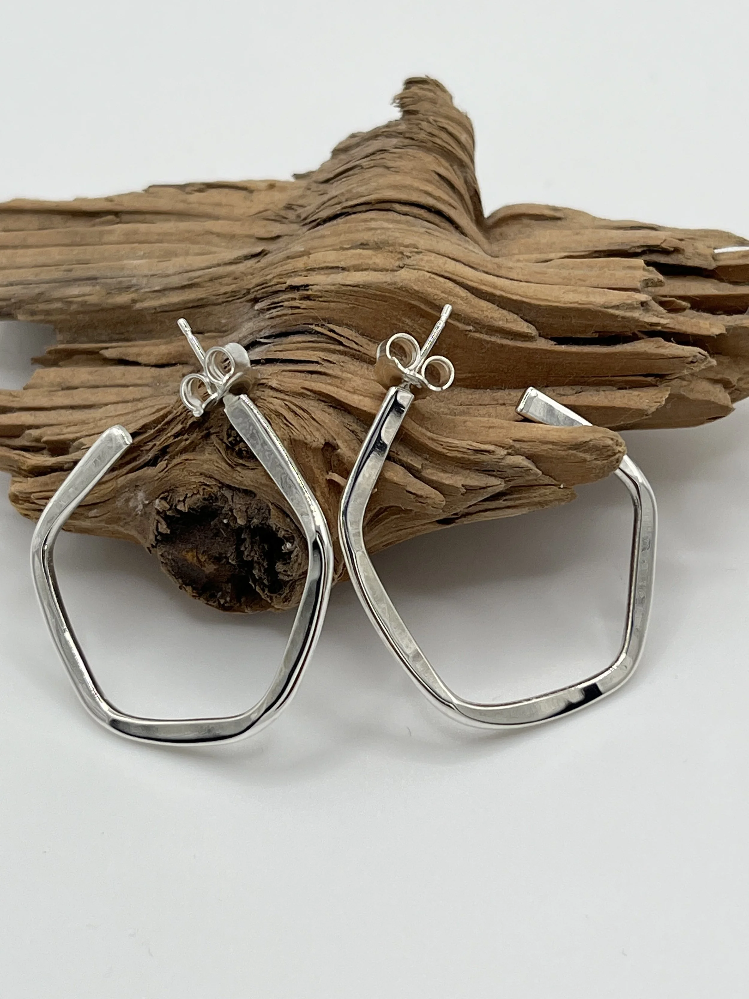 Silver Cut Geometry studs