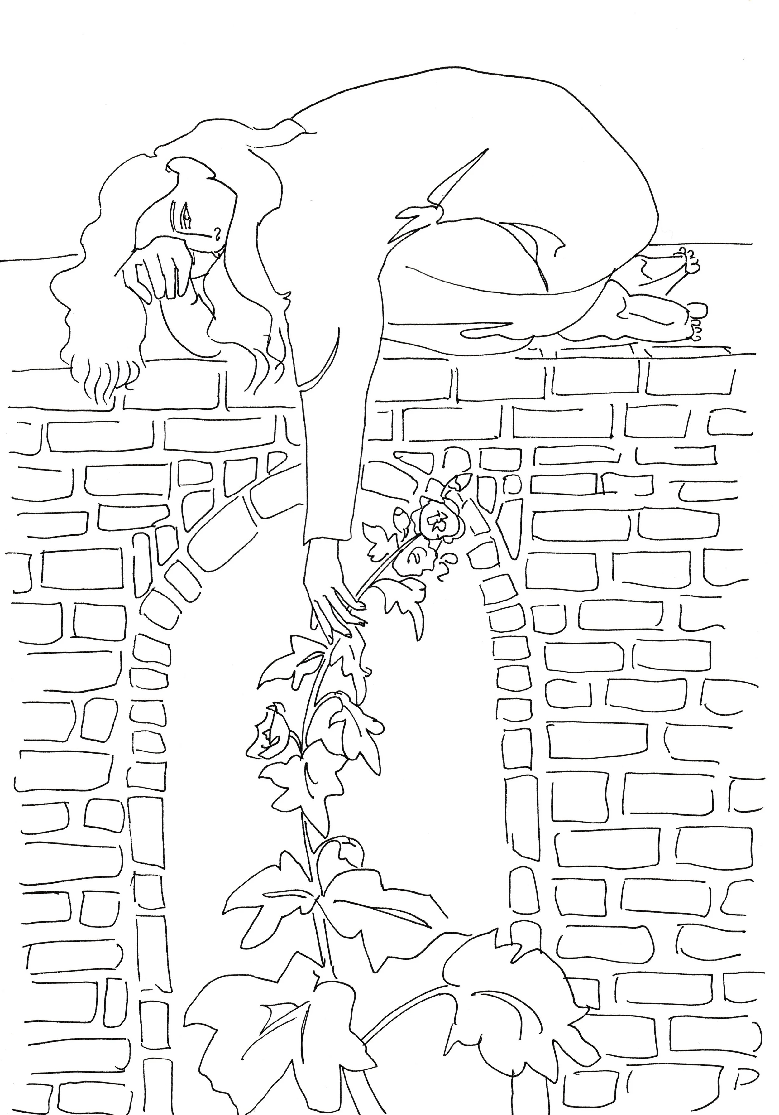 7 Apr 26 woman on arch with hollyhocks.jpeg