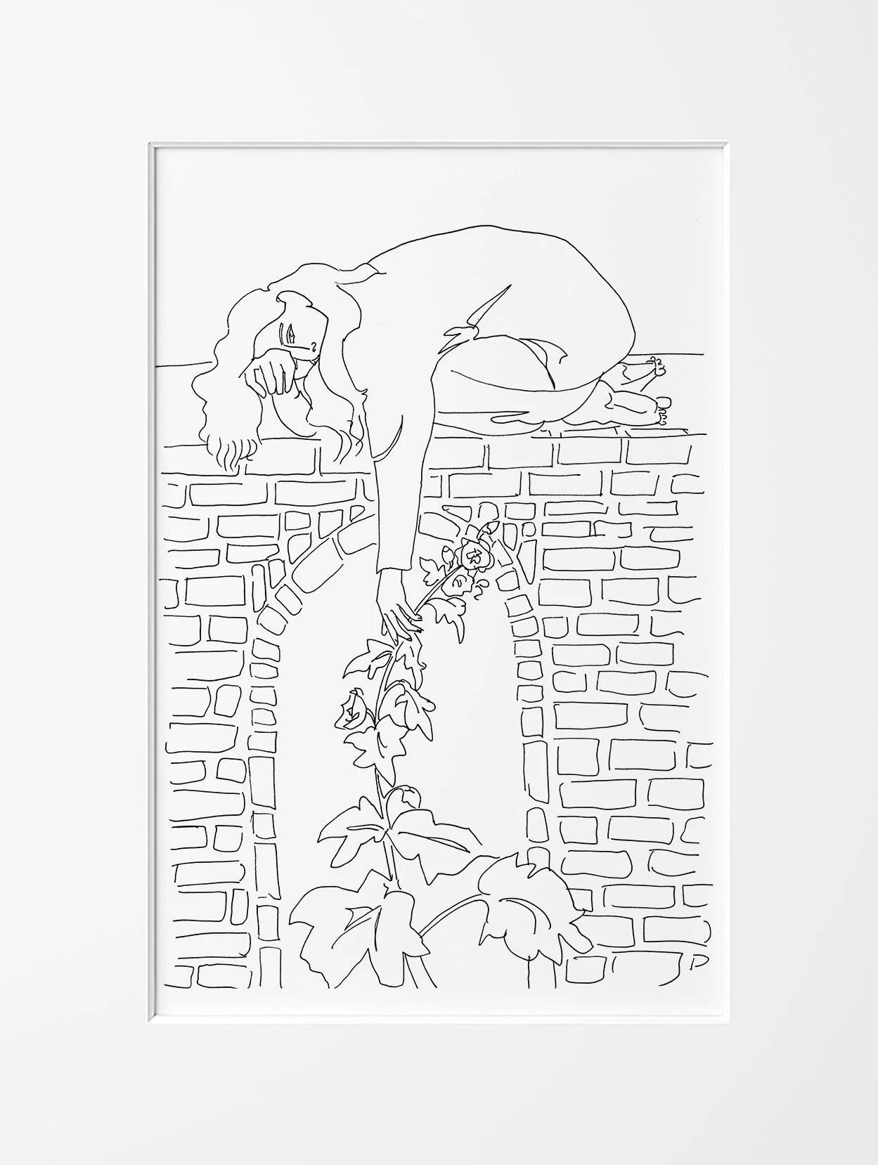 7 Apr 26 woman on arch with hollyhocks framed.jpg