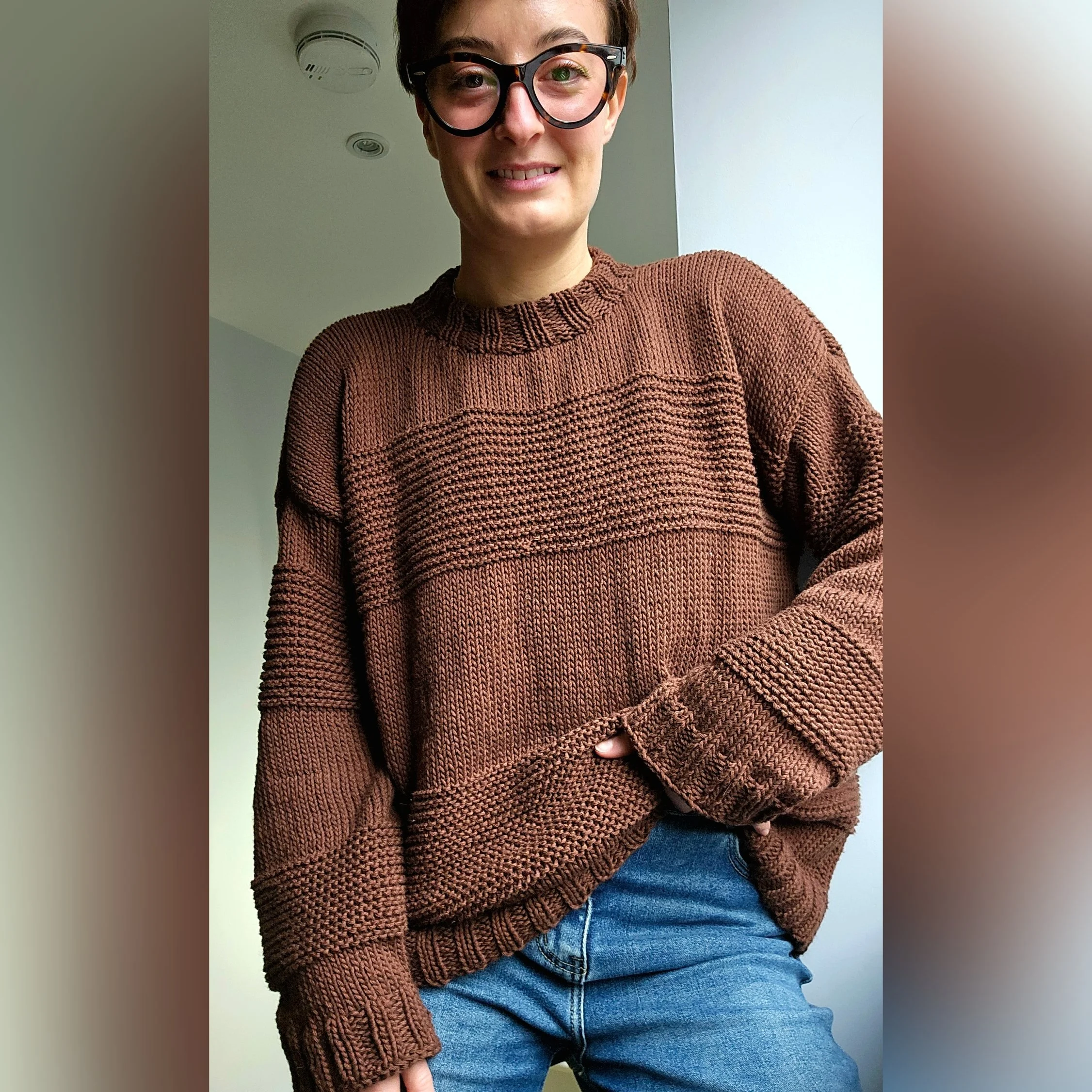 The textured stripes sweater -  flat knitting pattern