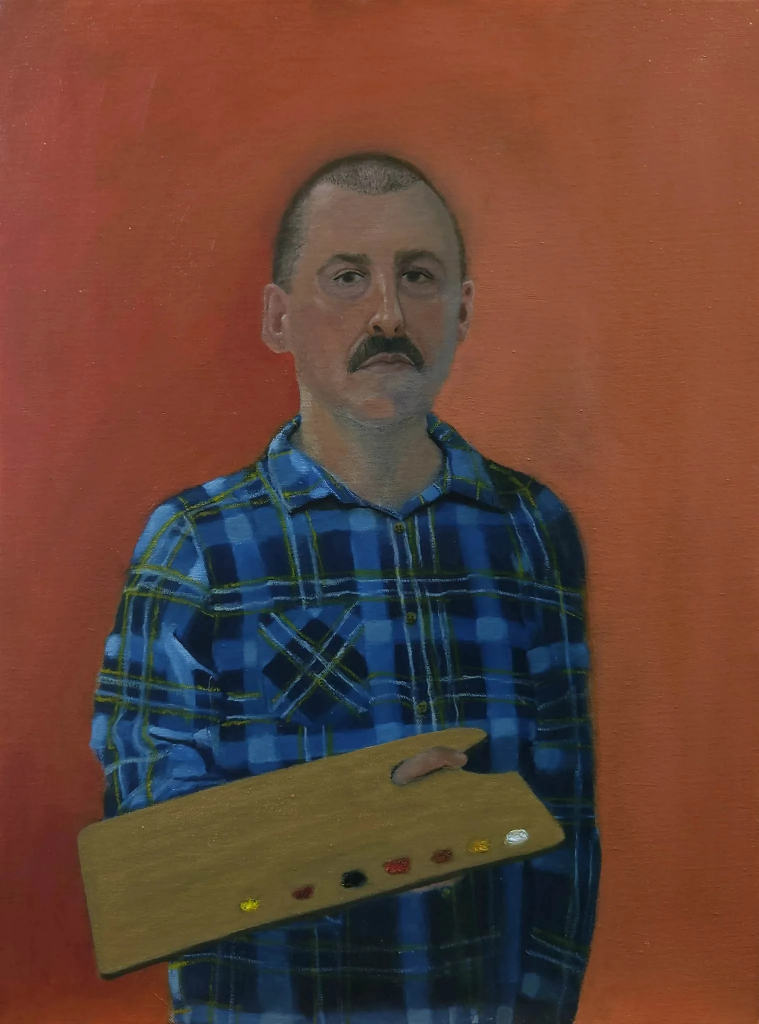 "Self-portrait" (Oil on canvas on plywood, 60cm x 44.8cm, 2023) 