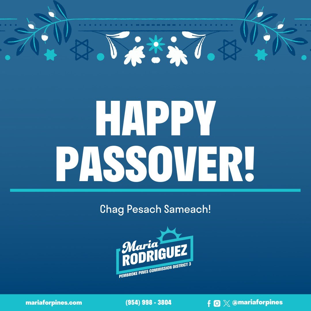 Chag Pesach Sameach! Wishing a joyous Passover to our Jewish communities in Pembroke Pines and worldwide.  May this season of renewal bring you and your loved ones blessings of peace, joy, and togetherness.
