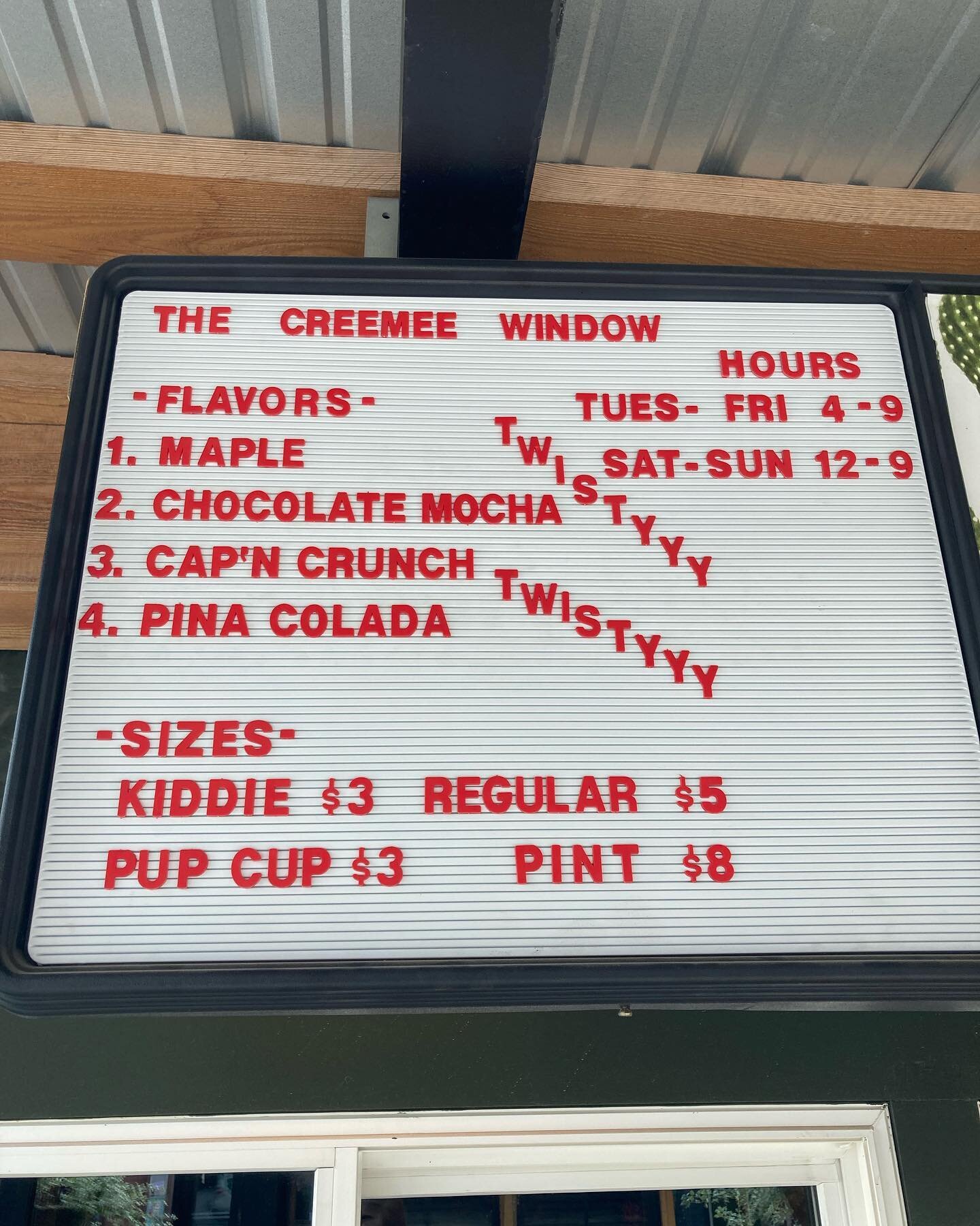 New week , new flavors- Maple &amp; Chocolate Mocha , Cap&rdquo;n Crunch &amp; Pina Colada. Check out the new Strawberry Crunch topping , open 4 to 9 , come cool off.